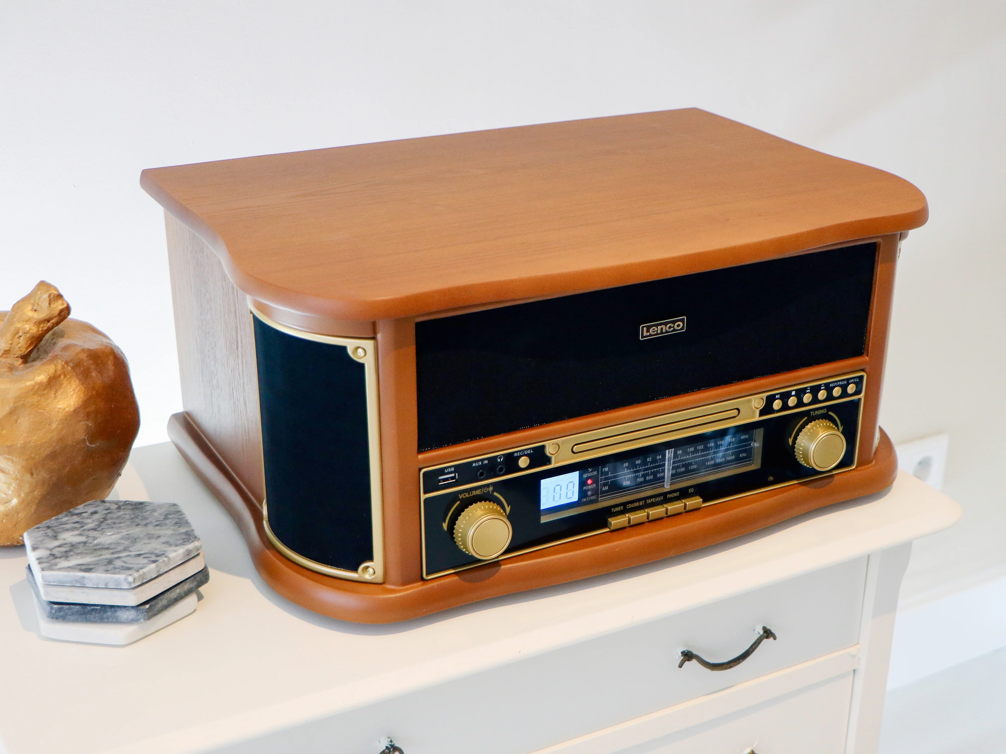 CLASSIC PHONO TCD-2551WD - Houten retro platenspeler met Bluetooth®, AM/FM Radio, USB encoding, CD-speler, Cassettespeler en ingebouwde speakers - Hout - Image 13