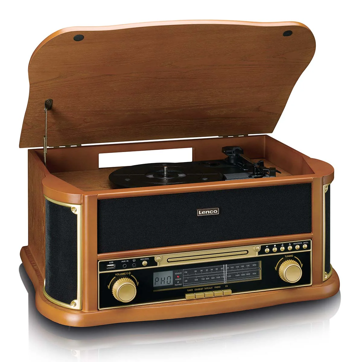 CLASSIC PHONO TCD-2551WD - Houten retro platenspeler met Bluetooth®, AM/FM Radio, USB encoding, CD-speler, Cassettespeler en ingebouwde speakers - Hout - Image 8