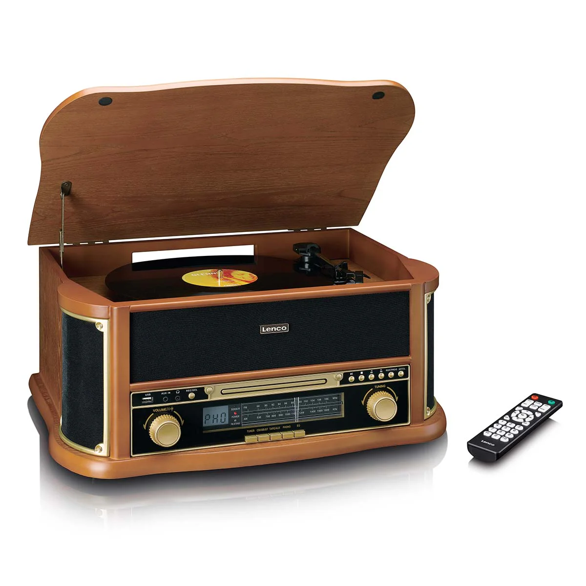 CLASSIC PHONO TCD-2551WD - Houten retro platenspeler met Bluetooth®, AM/FM Radio, USB encoding, CD-speler, Cassettespeler en ingebouwde speakers - Hout - Image 9