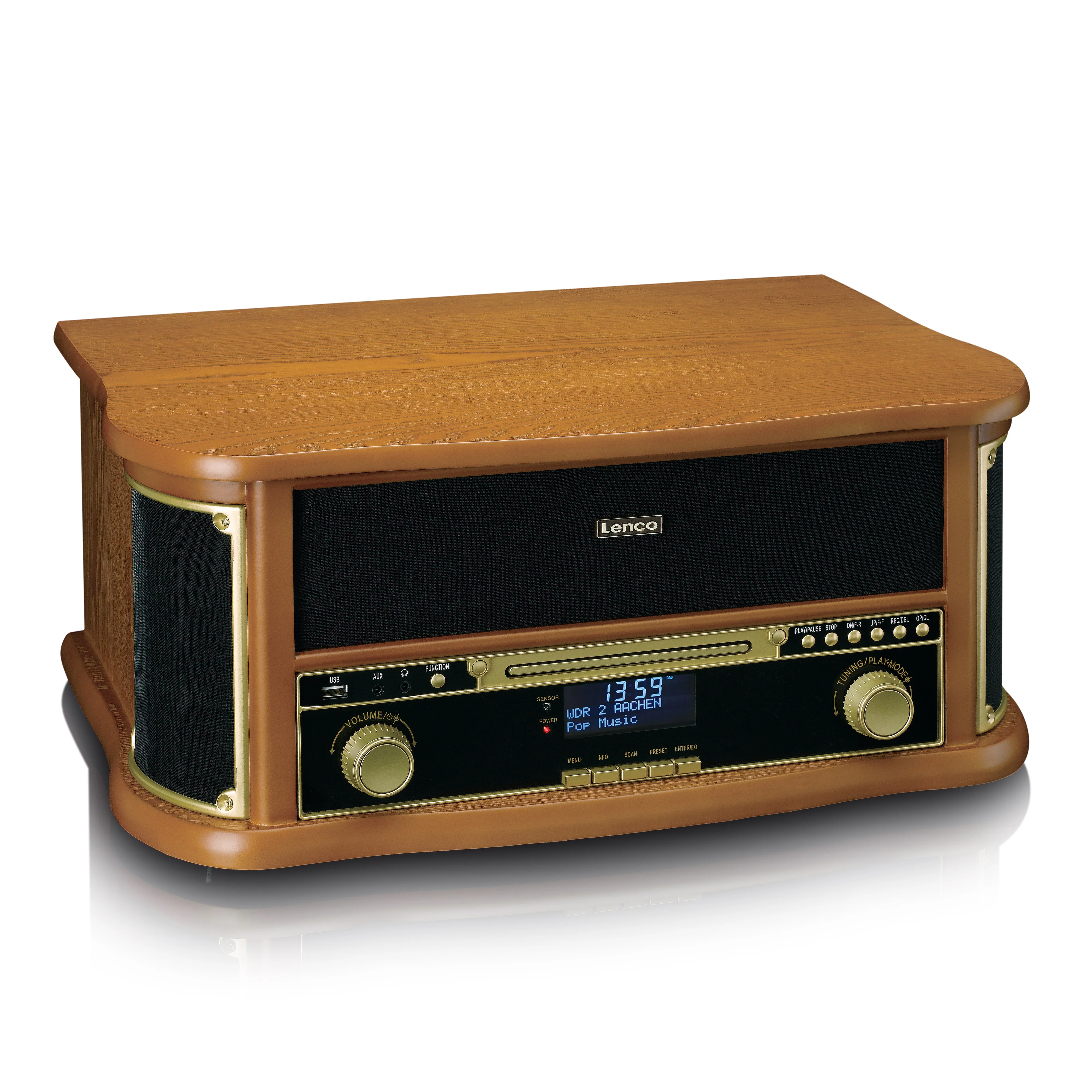 CLASSIC PHONO TCD-2571WD - Houten retro platenspeler met Bluetooth®, DAB+/FM Radio, USB encoding, CD-speler, Cassettespeler en ingebouwde speakers - Hout - Image 2