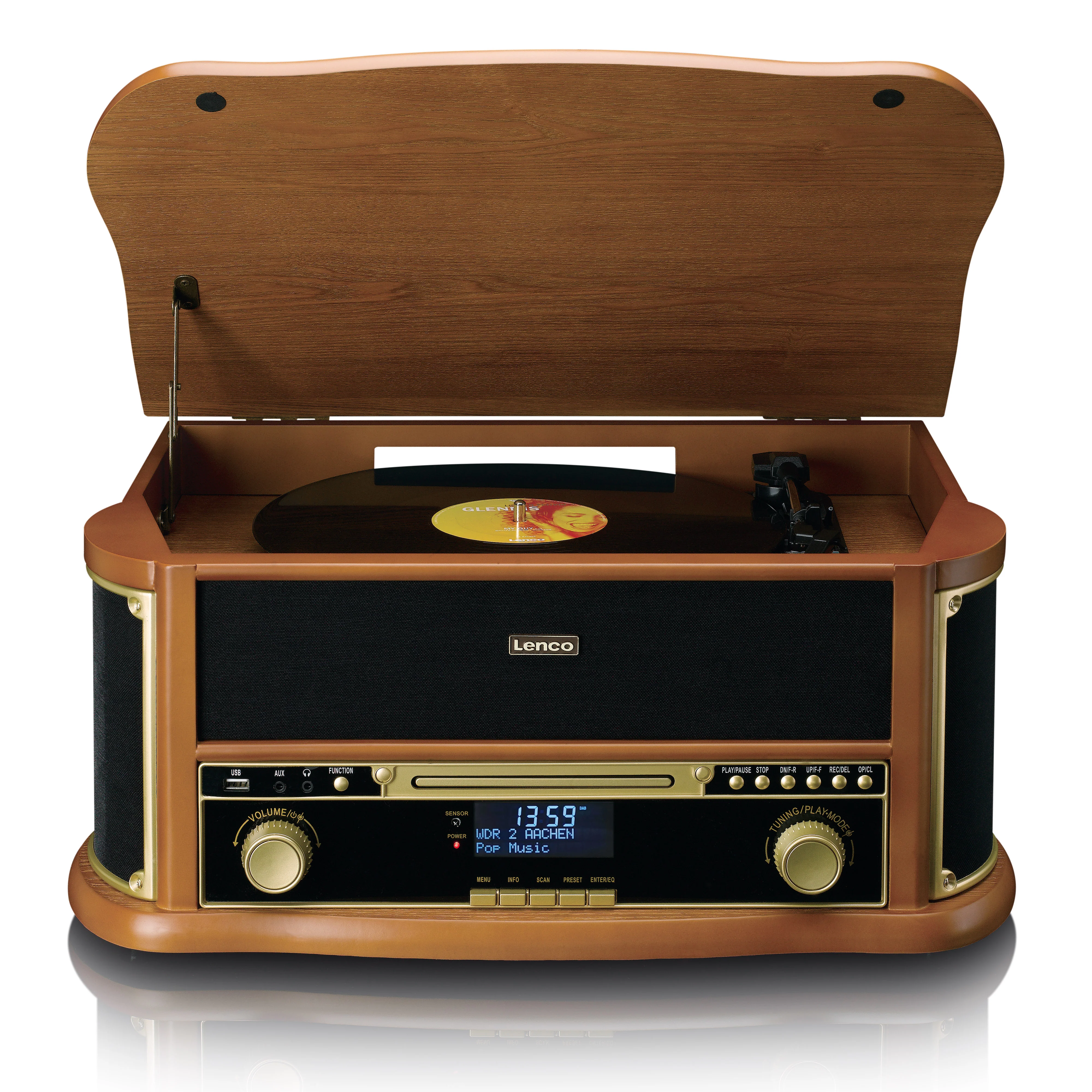 CLASSIC PHONO TCD-2571WD - Houten retro platenspeler met Bluetooth®, DAB+/FM Radio, USB encoding, CD-speler, Cassettespeler en ingebouwde speakers - Hout - Image 4