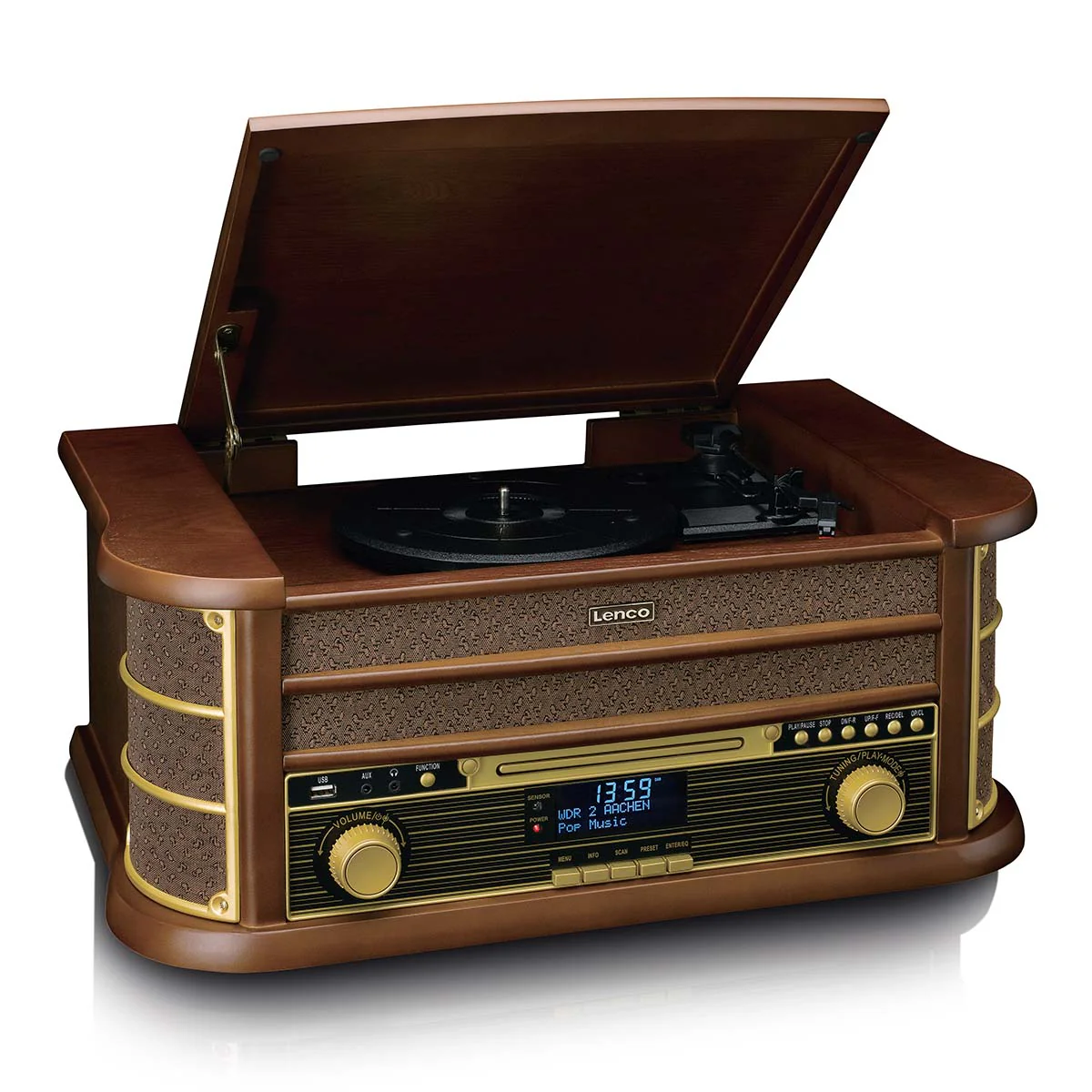 CLASSIC PHONO TCD-3571MY - Houten retro platenspeler met Bluetooth®, DAB+/FM Radio, USB encoding, CD-speler, Cassettespeler en ingebouwde speakers - Hout - Image 2