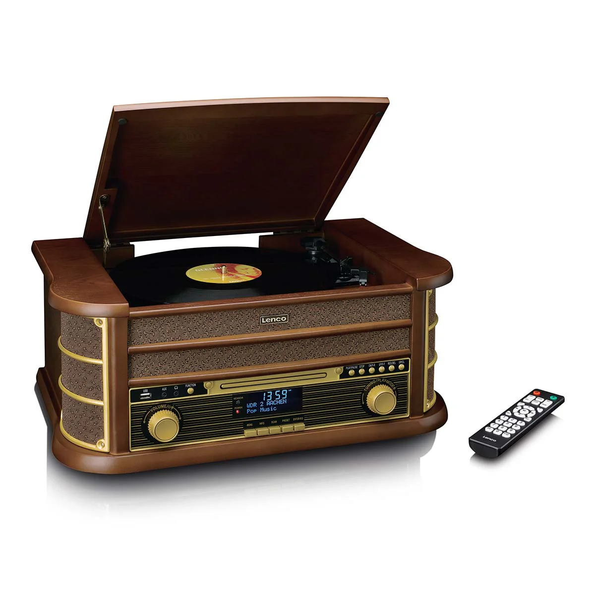 CLASSIC PHONO TCD-3571MY - Houten retro platenspeler met Bluetooth®, DAB+/FM Radio, USB encoding, CD-speler, Cassettespeler en ingebouwde speakers - Hout - Image 3