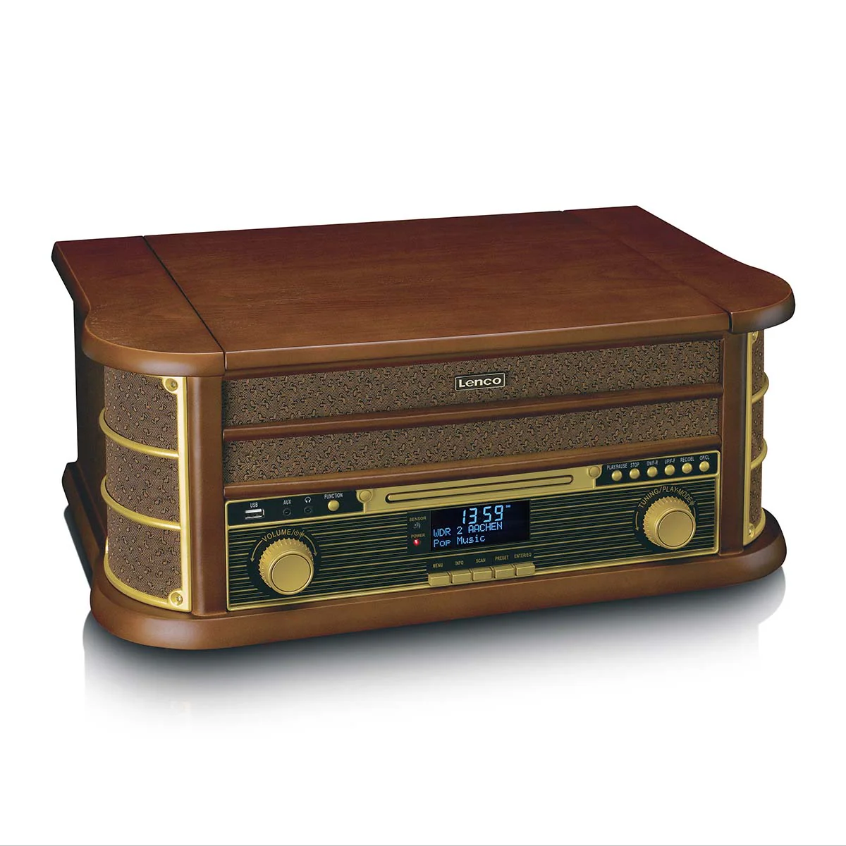 CLASSIC PHONO TCD-3571MY - Houten retro platenspeler met Bluetooth®, DAB+/FM Radio, USB encoding, CD-speler, Cassettespeler en ingebouwde speakers - Hout - Image 7