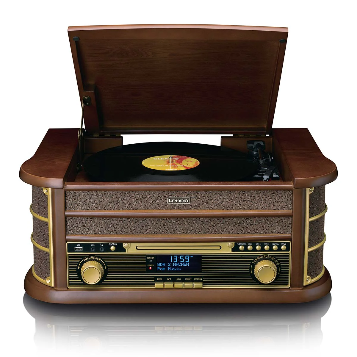 CLASSIC PHONO TCD-3571MY - Houten retro platenspeler met Bluetooth®, DAB+/FM Radio, USB encoding, CD-speler, Cassettespeler en ingebouwde speakers - Hout - Image 8