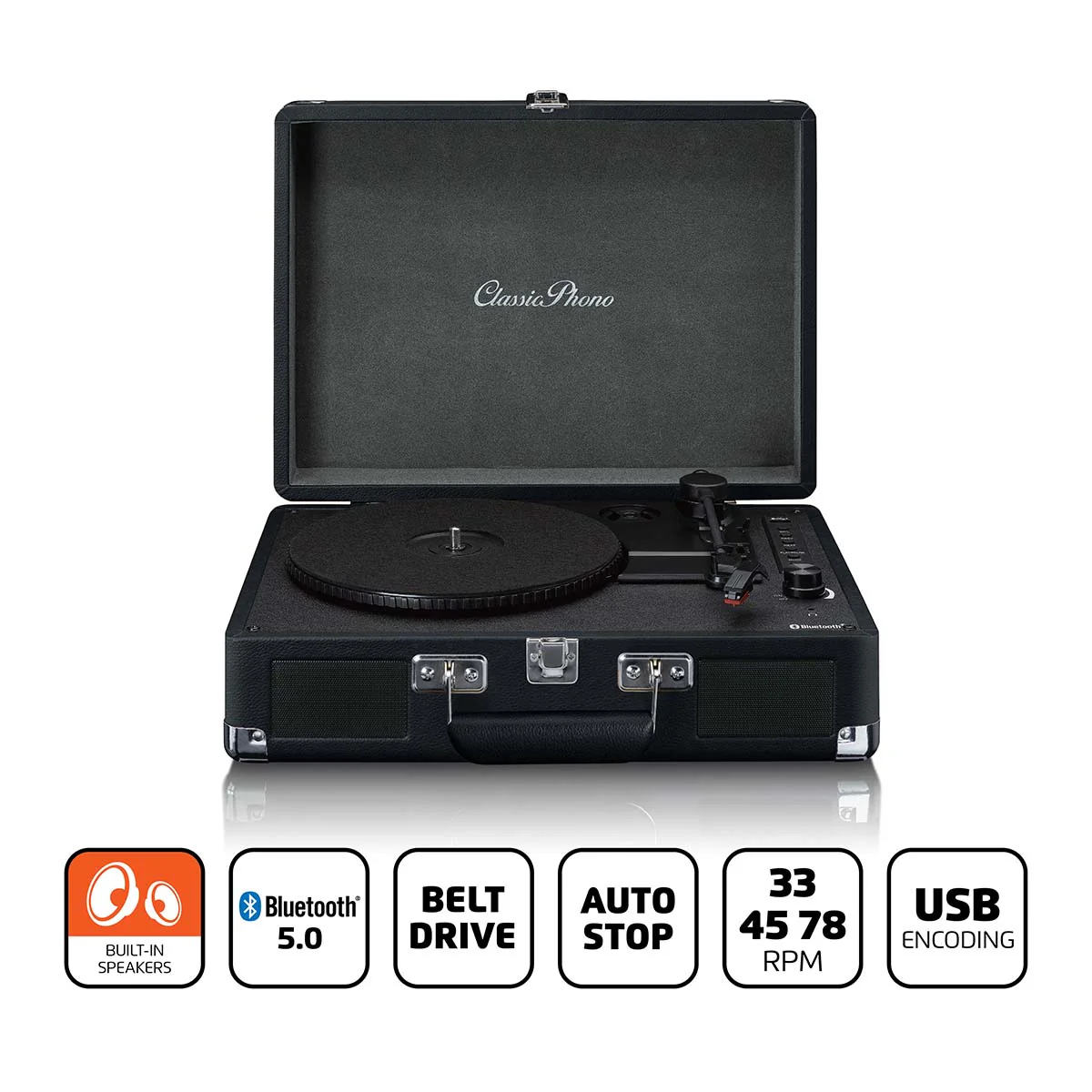 Classic Phono TT-115BK - Bluetooth® platenspeler met ingebouwde speakers - Zwart - Image 9