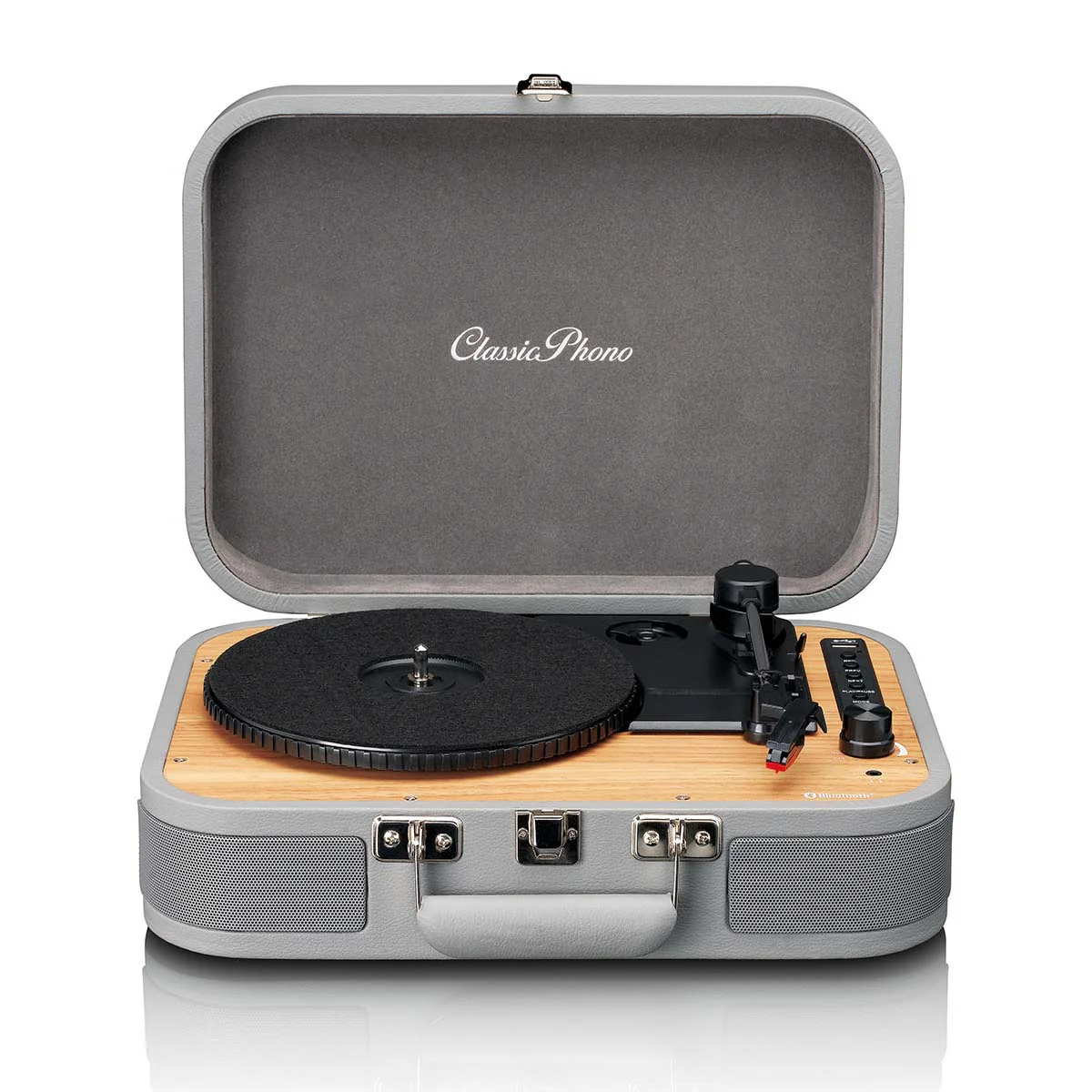 CLASSIC PHONO TT-116GY - Retro Bluetooth® platenspeler met ingebouwde speakers - Grijs