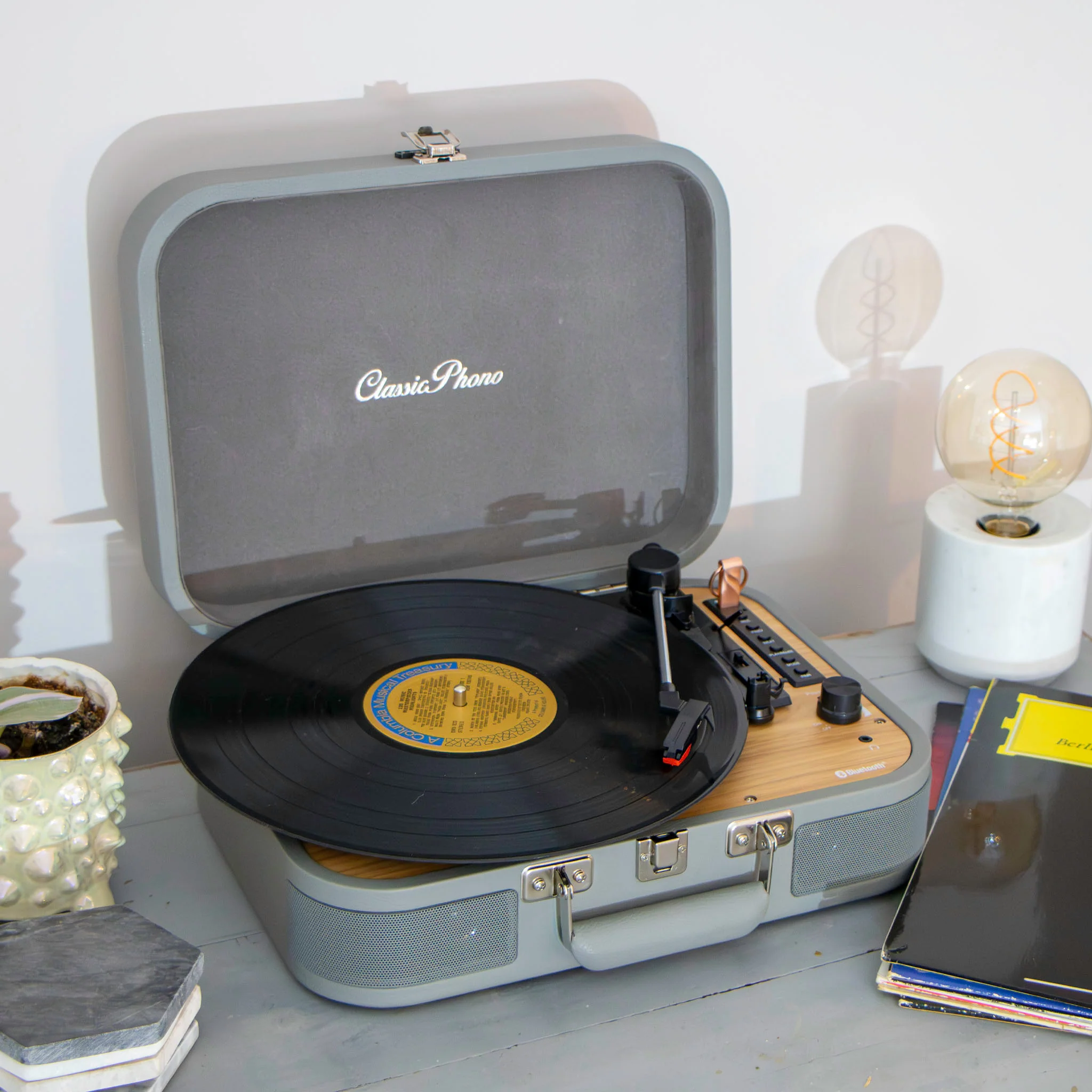 CLASSIC PHONO TT-116GY - Retro Bluetooth® platenspeler met ingebouwde speakers - Grijs - Image 10