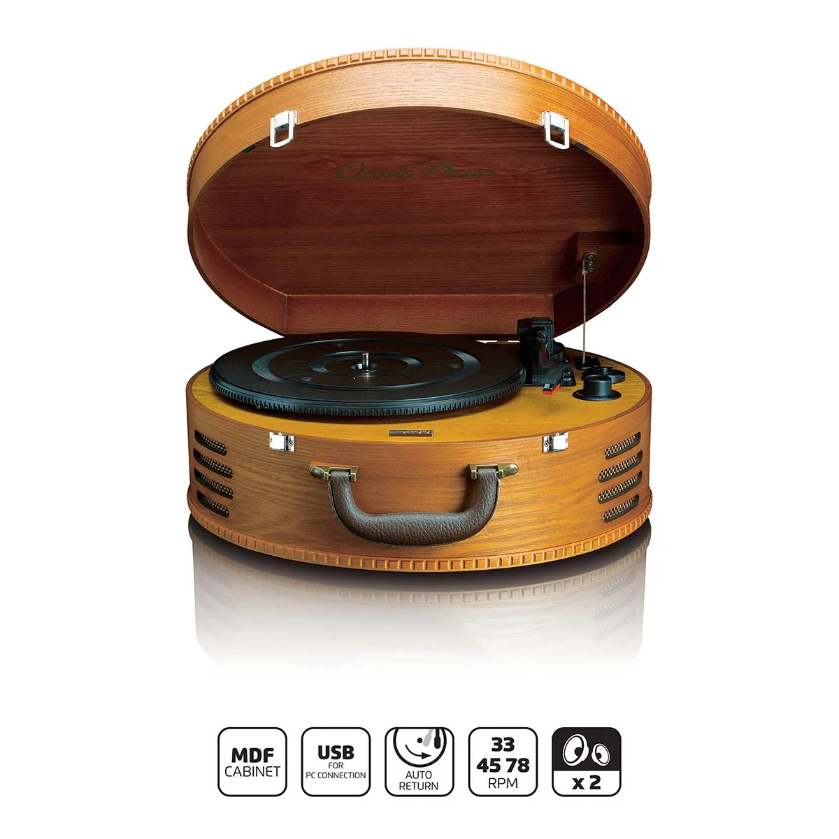CLASSIC PHONO TT-34 - Platenspeler met 2 ingebouwde speakers - Bruin - Image 8
