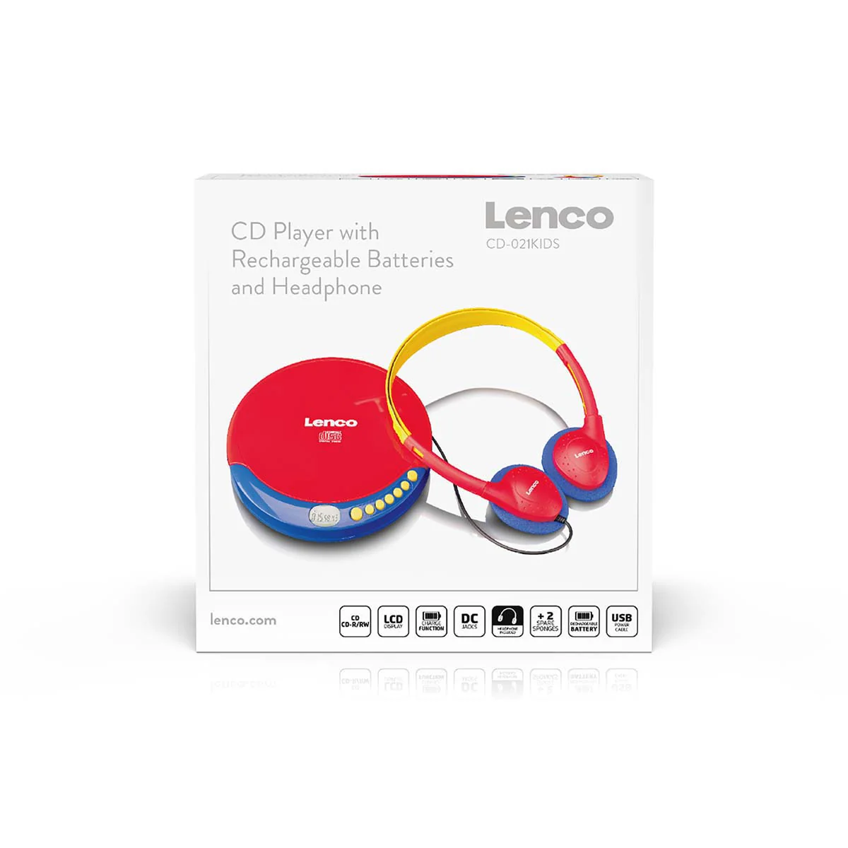 LENCO CD-021KIDS - Draagbare CD speler voor kinderen met hoofdtelefoon, oplaadbare batterijen en ingebouwde geluidsbeperker - Meerkleurig - Image 6