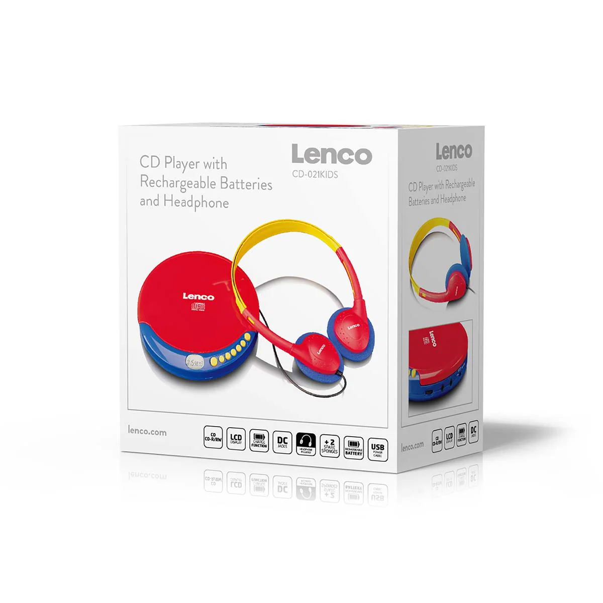 LENCO CD-021KIDS - Draagbare CD speler voor kinderen met hoofdtelefoon, oplaadbare batterijen en ingebouwde geluidsbeperker - Meerkleurig - Image 7