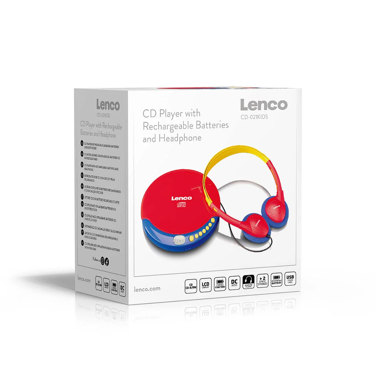 LENCO CD-021KIDS - Draagbare CD speler voor kinderen met hoofdtelefoon, oplaadbare batterijen en ingebouwde geluidsbeperker - Meerkleurig - Image 8