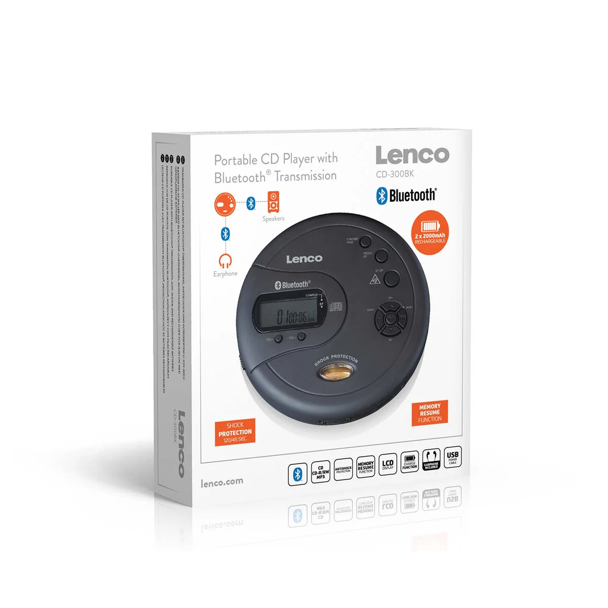 LENCO CD-300BK - Draagbare Bluetooth® CD-MP3 speler met anti-shock - Zwart - Image 13