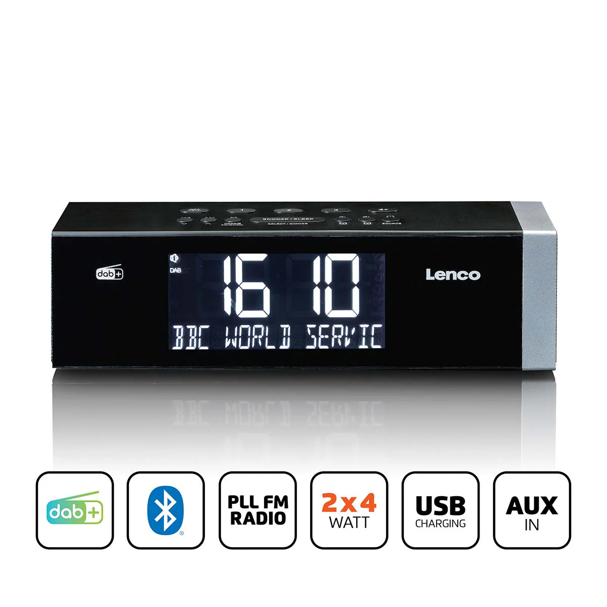 LENCO CR-640BK - Stereo FM Wekkerradio met radiogestuurde klok en AUX-ingang - Wit - Image 10