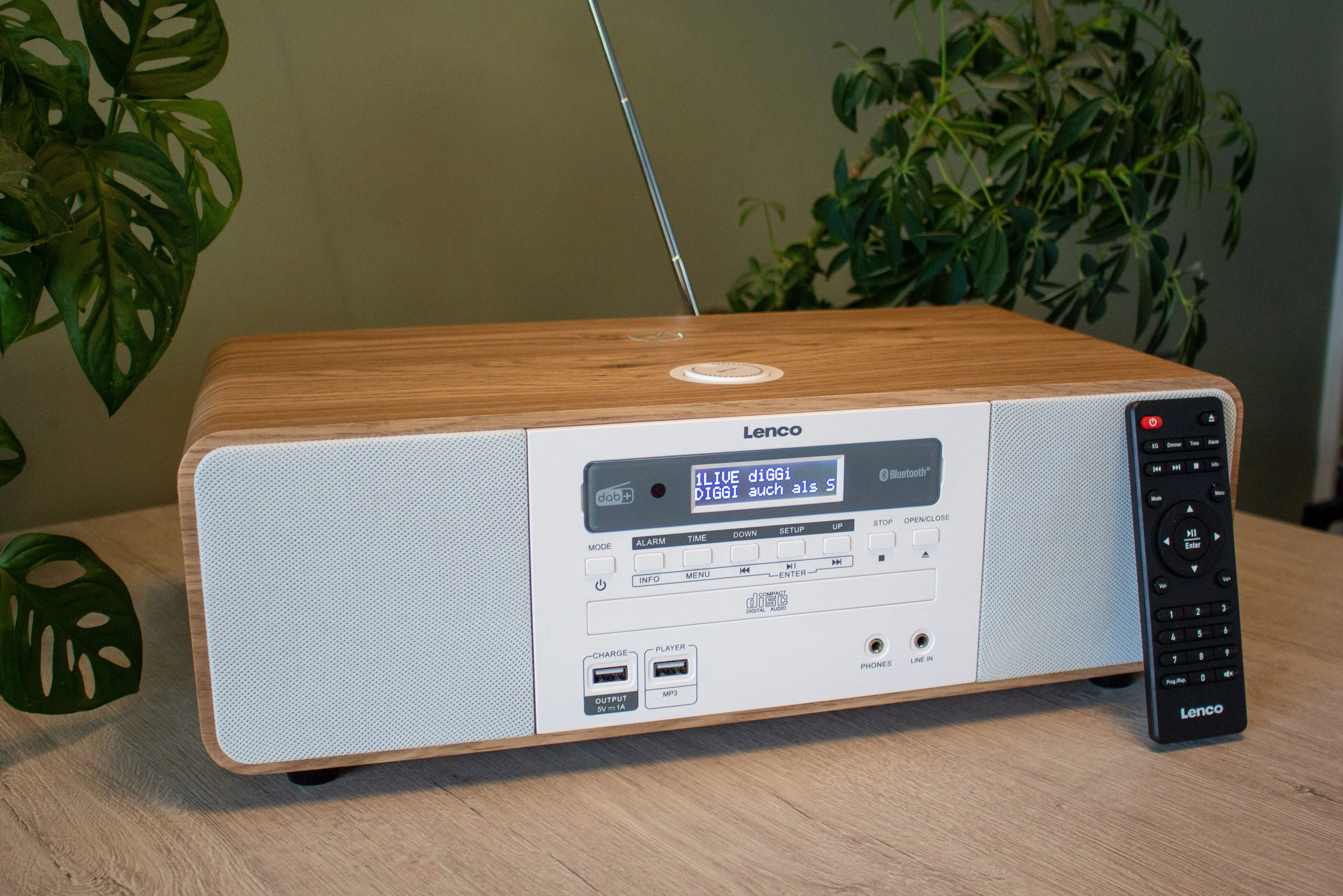 LENCO DAR-251WDWH - Stereo DAB+/FM radio, CD, USB, Bluetooth®, QI en afstandsbediening - Hout/Wit - Image 12