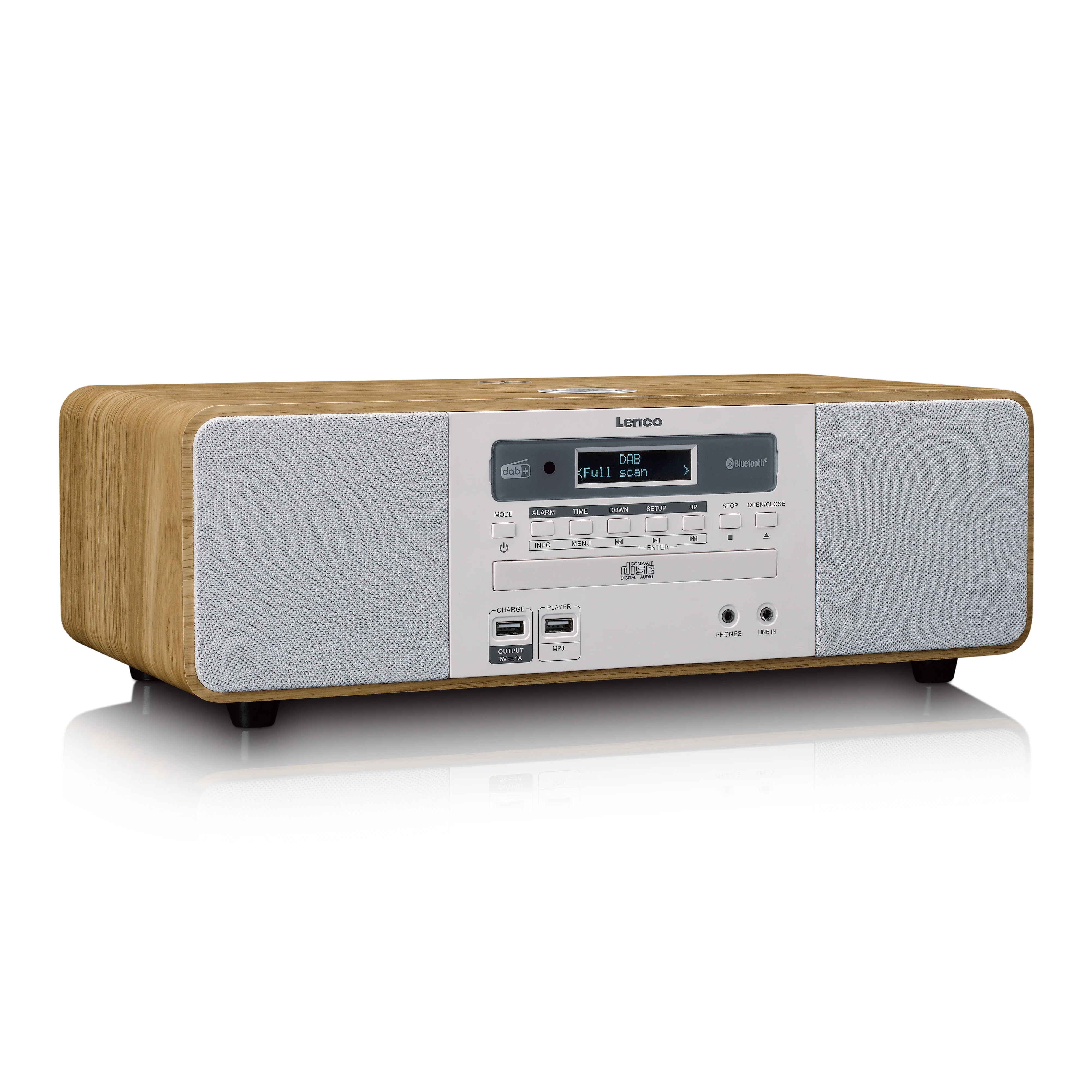 LENCO DAR-251WDWH - Stereo DAB+/FM radio, CD, USB, Bluetooth®, QI en afstandsbediening - Hout/Wit - Image 2