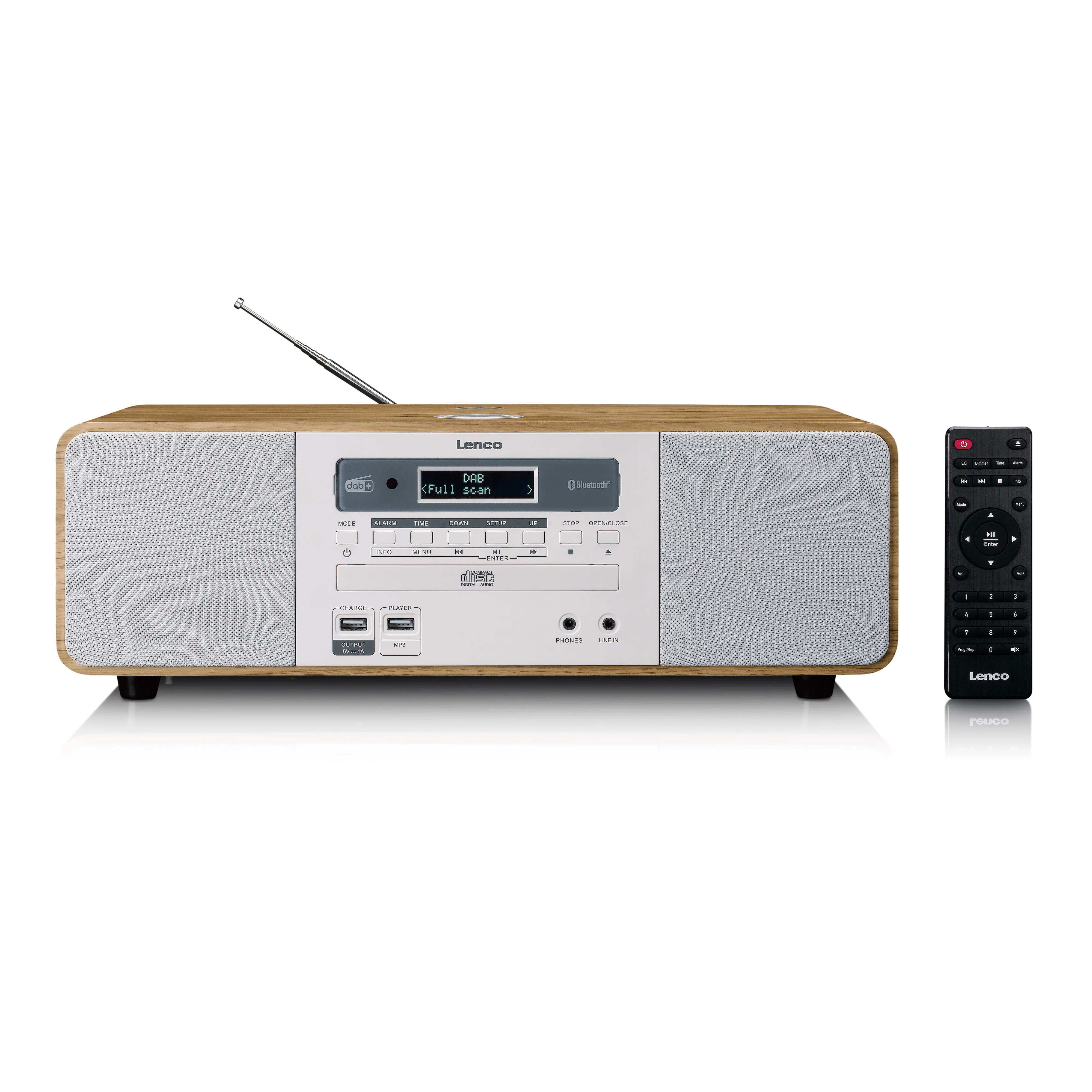 LENCO DAR-251WDWH - Stereo DAB+/FM radio, CD, USB, Bluetooth®, QI en afstandsbediening - Hout/Wit - Image 3