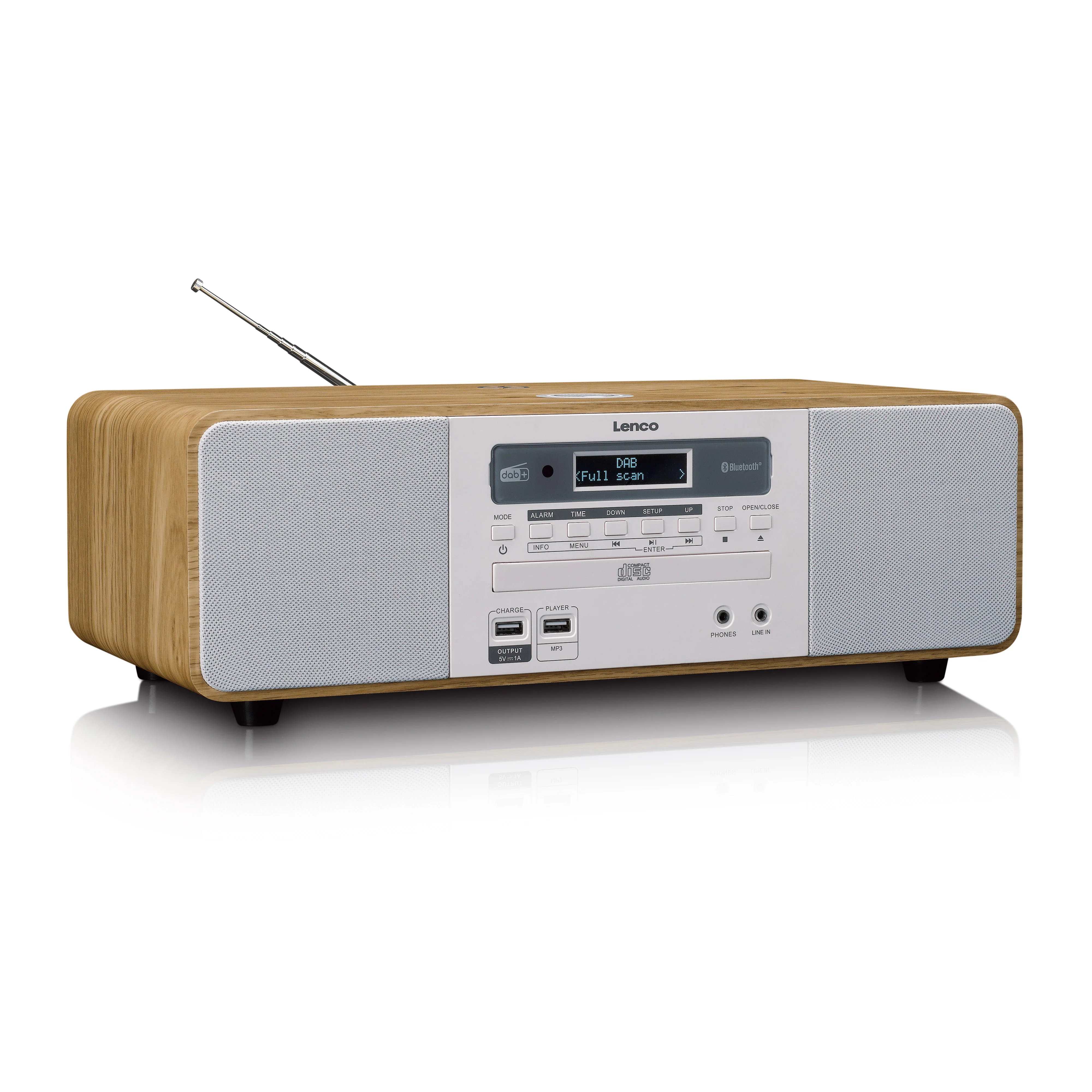 LENCO DAR-251WDWH - Stereo DAB+/FM radio, CD, USB, Bluetooth®, QI en afstandsbediening - Hout/Wit - Image 4