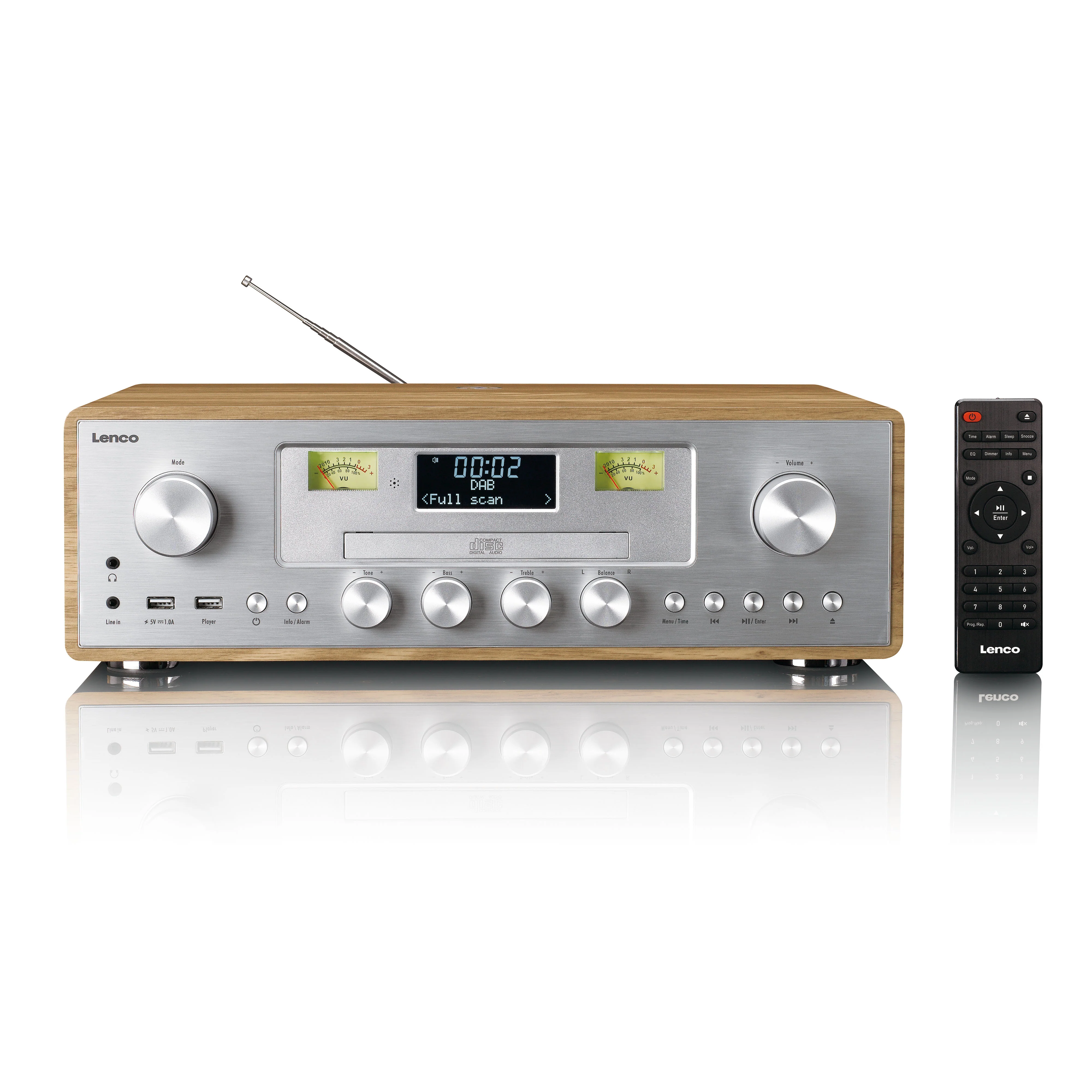 LENCO DAR-281WDSI - DAB+/FM radio met CD-speler, USB, Bluetooth® en draadloos oplaadpunt - Hout/Zilver - Image 2