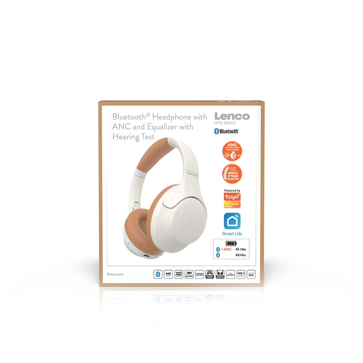 LENCO HPB-830GY - Draadloze Bluetooth® koptelefoon met Active Noise Cancelling en ingebouwde microfoons - Grijs/Wit - Image 15