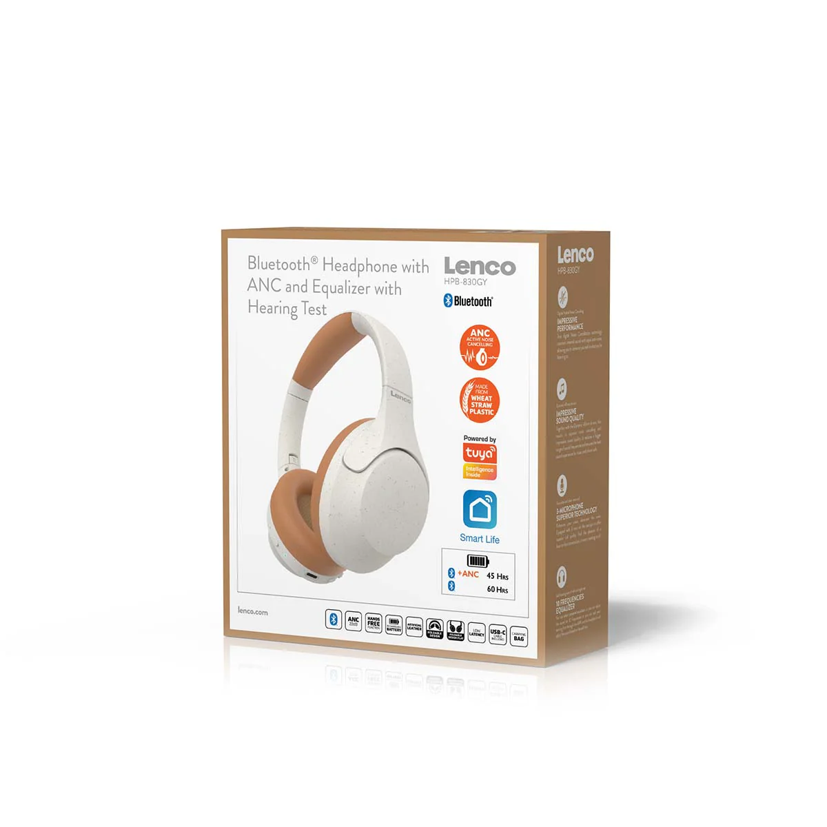 LENCO HPB-830GY - Draadloze Bluetooth® koptelefoon met Active Noise Cancelling en ingebouwde microfoons - Grijs/Wit - Image 16