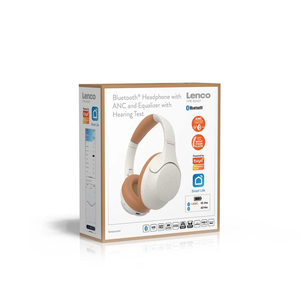 LENCO HPB-830GY - Draadloze Bluetooth® koptelefoon met Active Noise Cancelling en ingebouwde microfoons - Grijs/Wit - Image 17