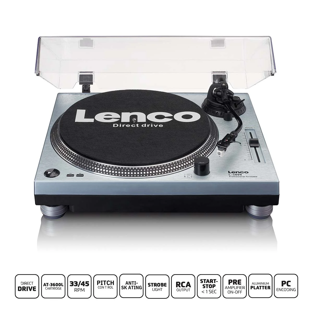 LENCO L-3809ME - Direct aangedreven Platenspeler met USB/PC encoding - Metallic blauw - Image 13