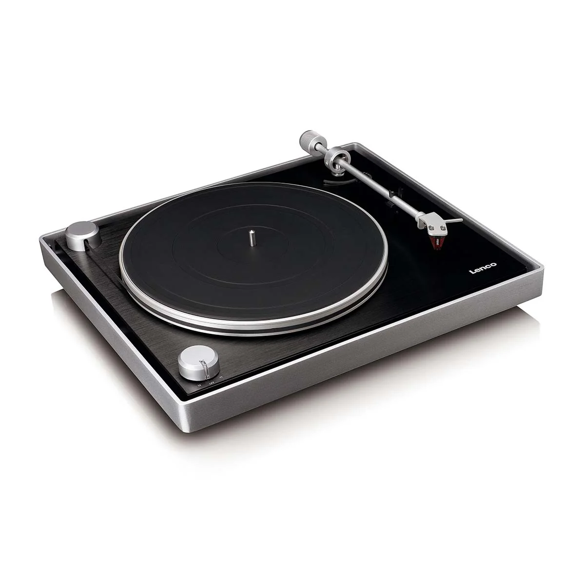 LENCO L-455BK - Platenspeler met zichtbare riemaandrijving, frame van geborsteld aluminium en Ortofon 2M RED cartridge - Zwart - Image 10