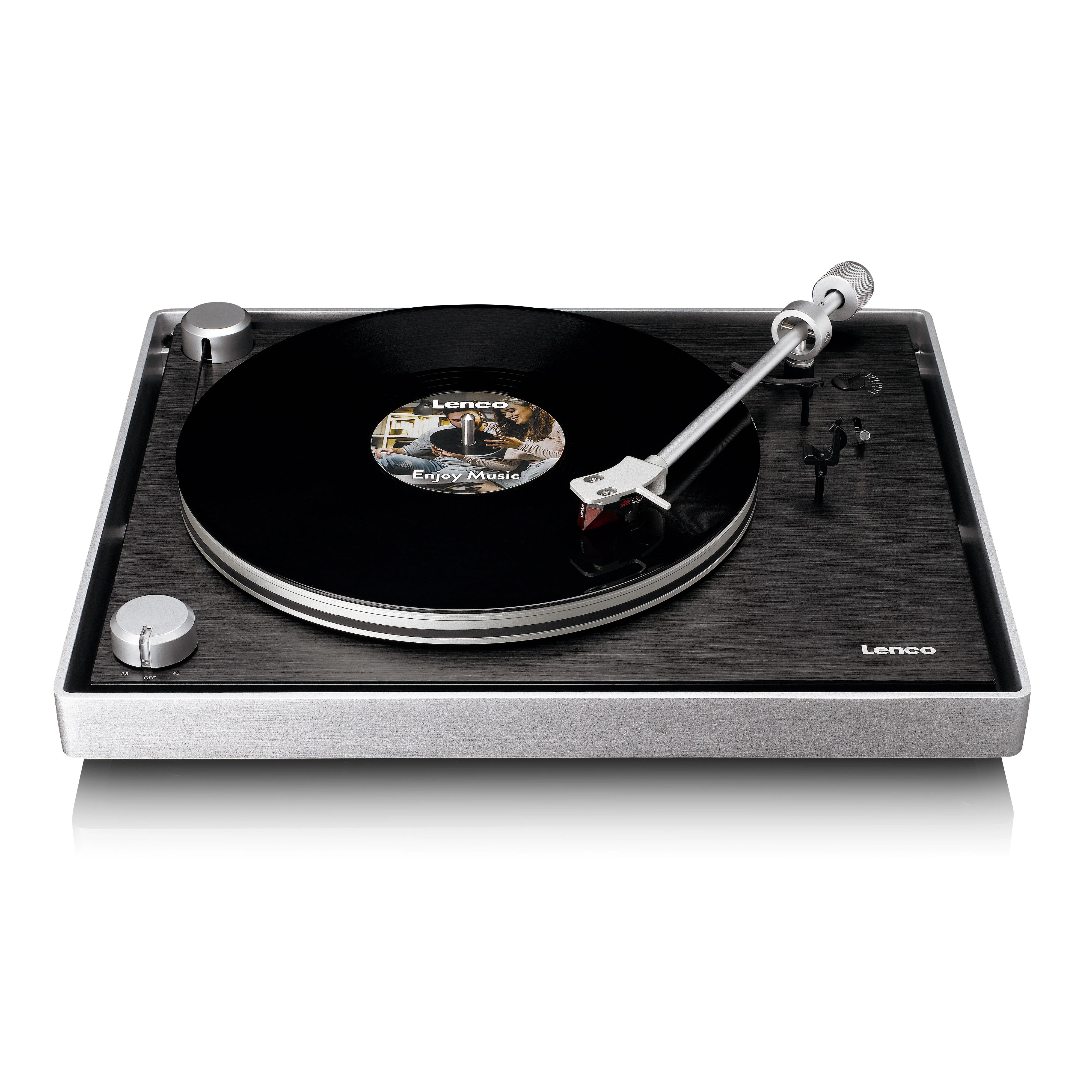 LENCO L-455BK - Platenspeler met zichtbare riemaandrijving, frame van geborsteld aluminium en Ortofon 2M RED cartridge - Zwart - Image 12