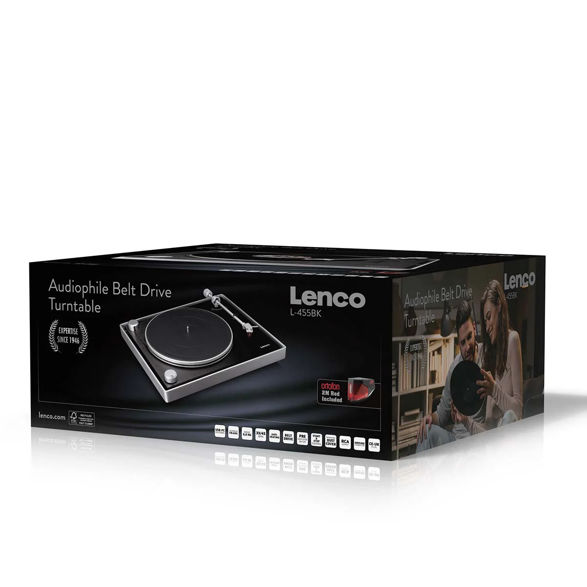 LENCO L-455BK - Platenspeler met zichtbare riemaandrijving, frame van geborsteld aluminium en Ortofon 2M RED cartridge - Zwart - Image 19