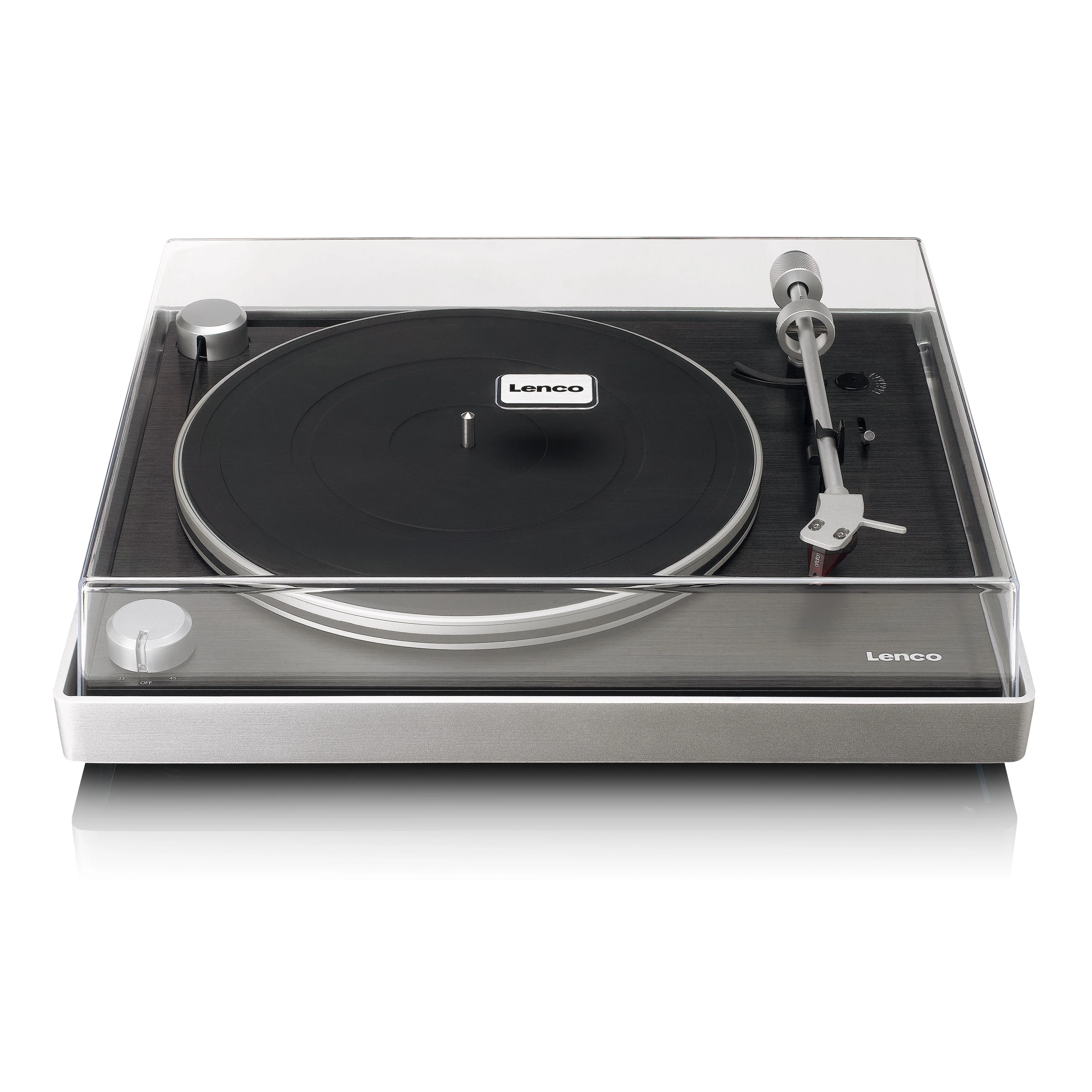 LENCO L-455BK - Platenspeler met zichtbare riemaandrijving, frame van geborsteld aluminium en Ortofon 2M RED cartridge - Zwart - Image 3