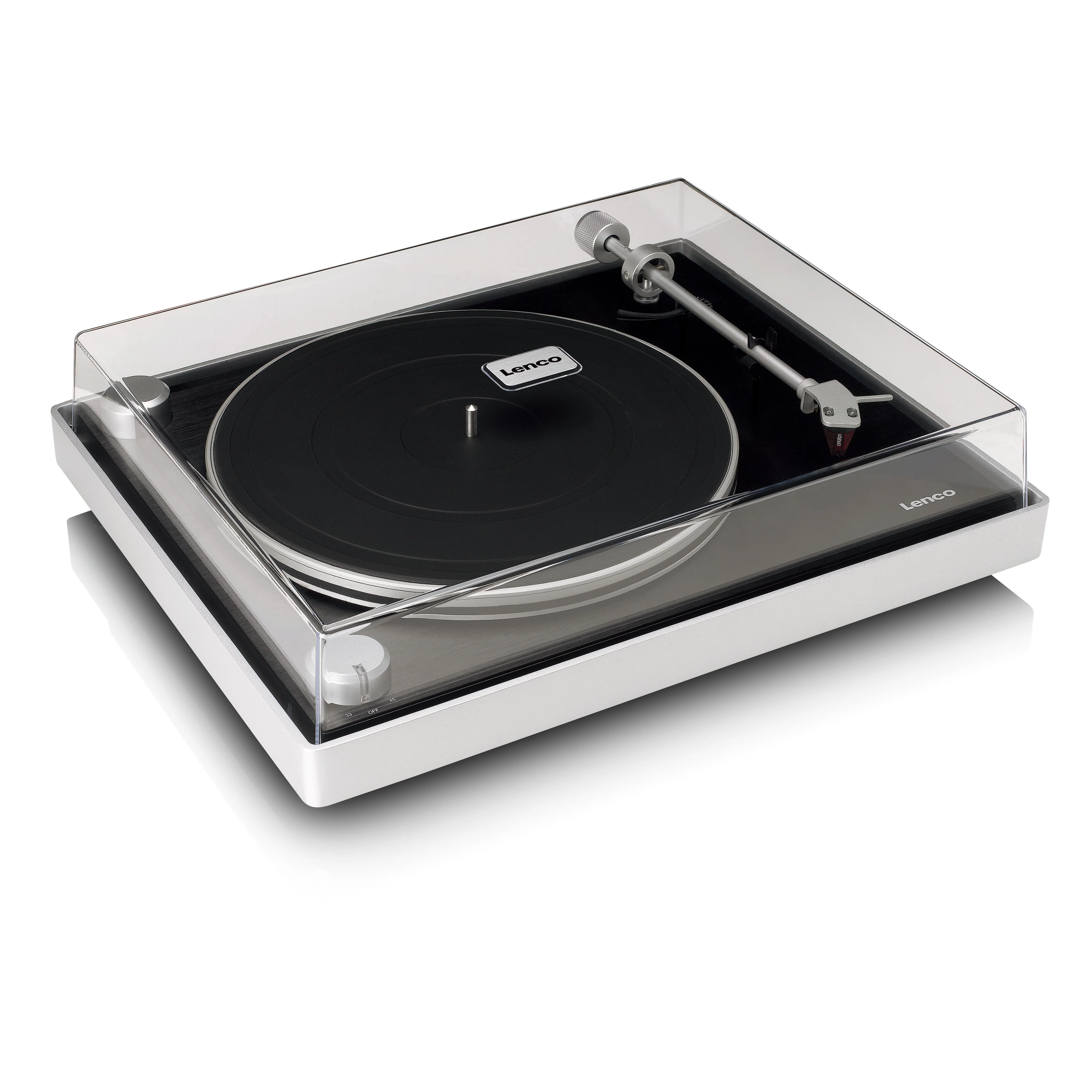 LENCO L-455BK - Platenspeler met zichtbare riemaandrijving, frame van geborsteld aluminium en Ortofon 2M RED cartridge - Zwart - Image 4