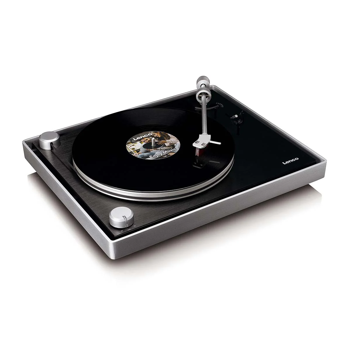 LENCO L-455BK - Platenspeler met zichtbare riemaandrijving, frame van geborsteld aluminium en Ortofon 2M RED cartridge - Zwart - Image 9