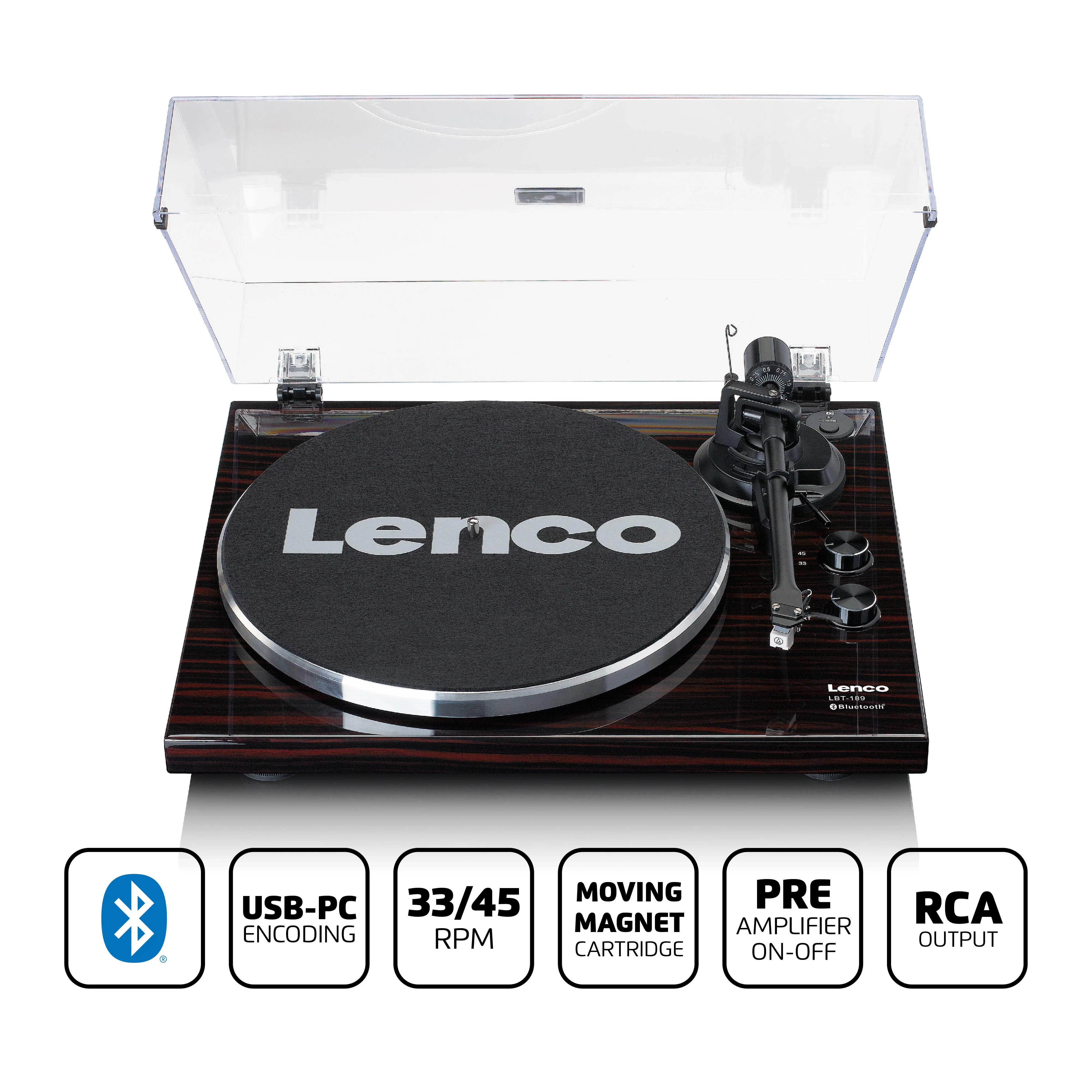 LENCO LBT-189WA - Platenspeler met Bluetooth® transmissie, donkerbruin - Image 11