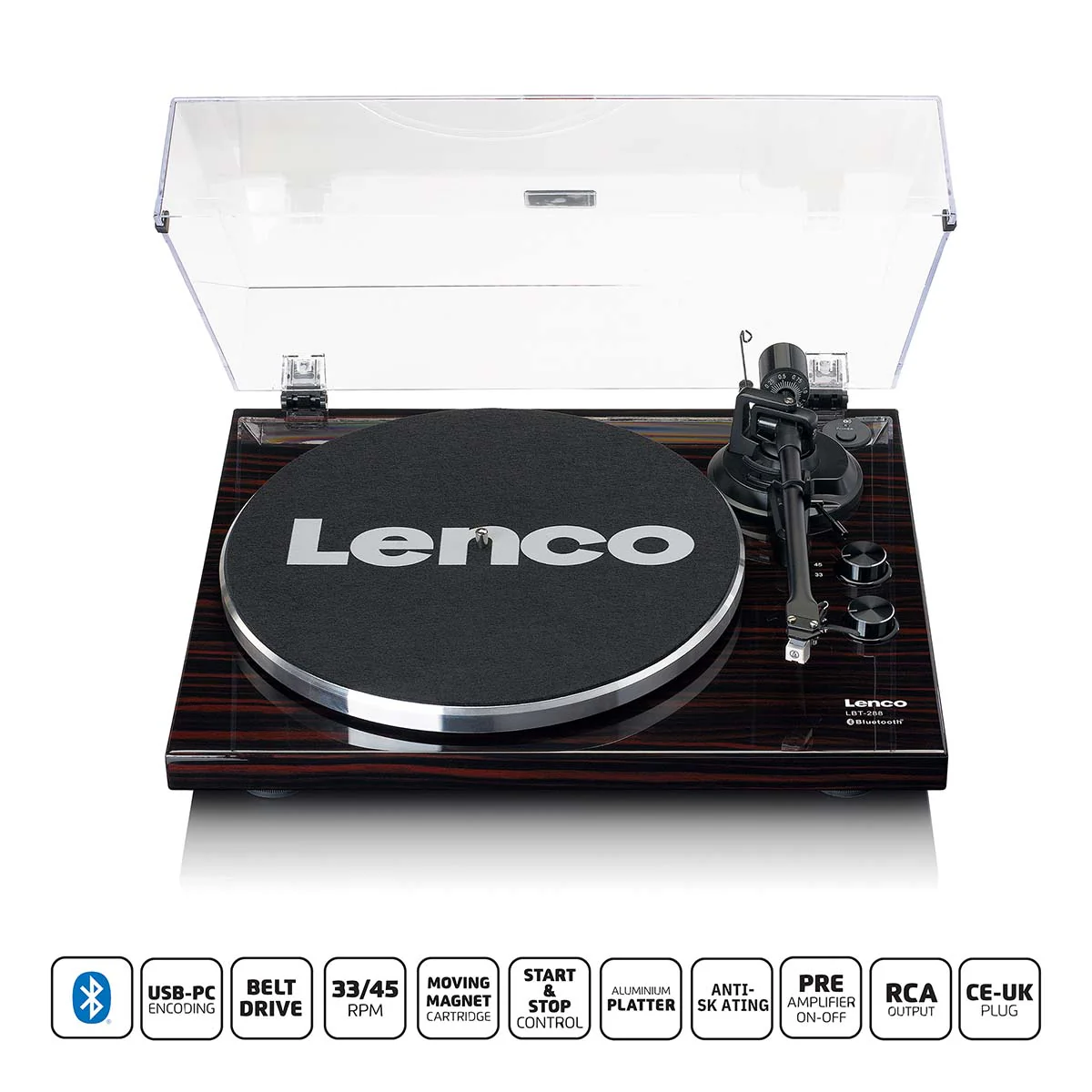 LENCO LBT-288WA - Platenspeler met Bluetooth® transmissie, donkerbruin - Image 10