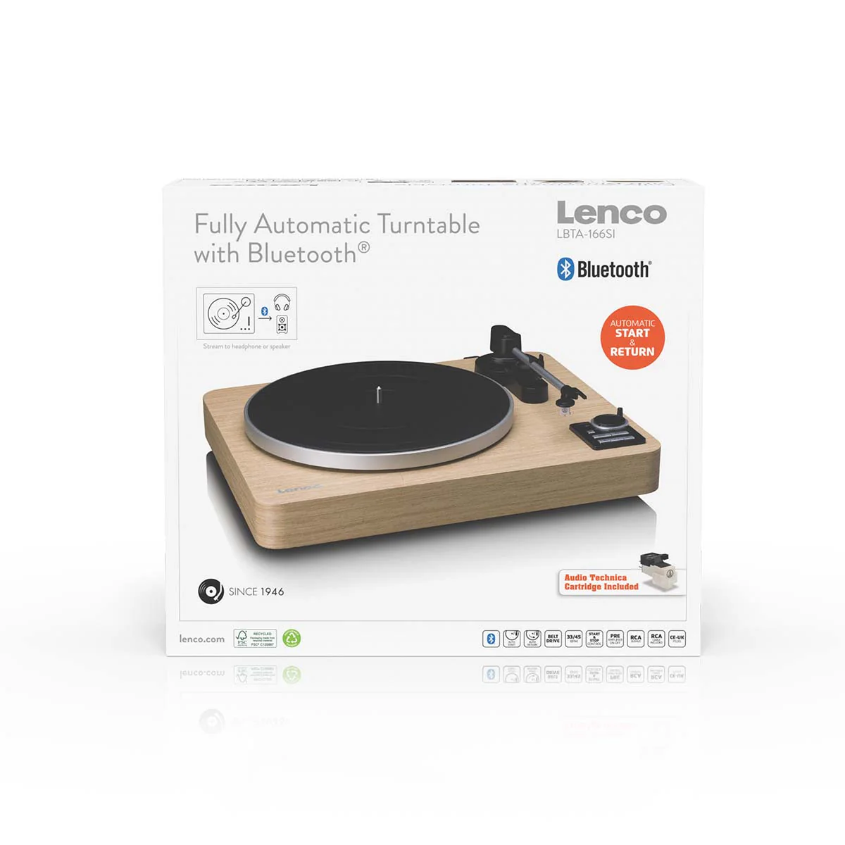 LENCO LBTA-166SI - Volledig automatische platenspeler met Bluetooth® overdracht en voorversterker - Metalen draaiplateau en toonarm - Dennenhout - Image 13