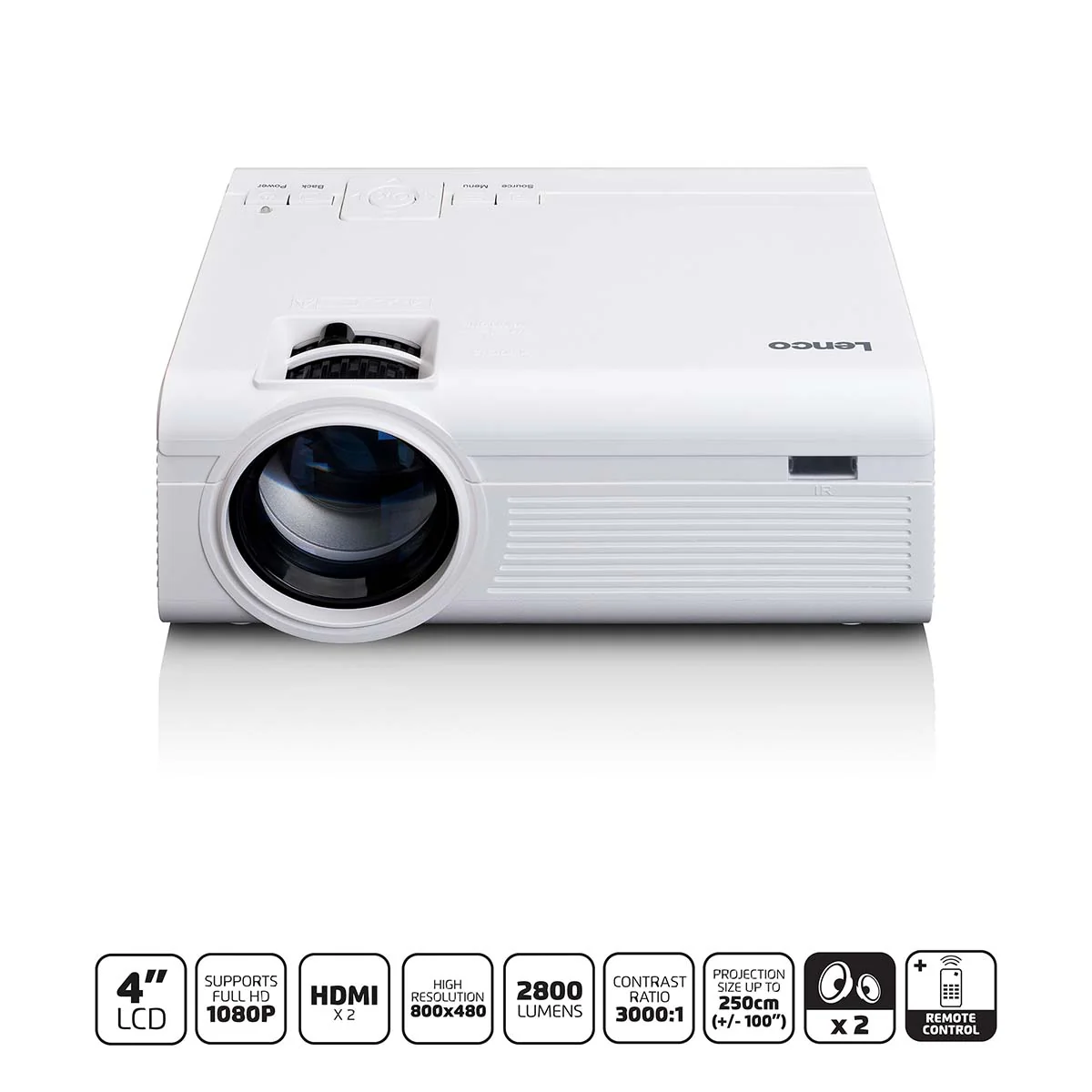 LENCO LPJ-280WH - LCD Projector met hoge resolutie, ondersteunt Full HD 1080P inhoud - Wit - Image 10