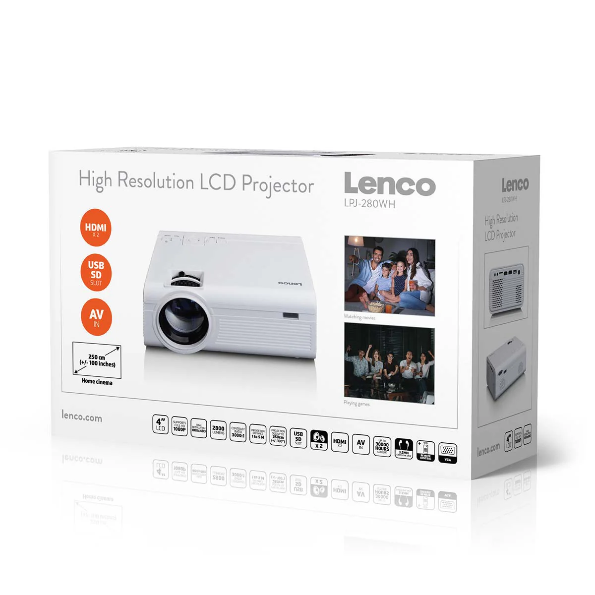 LENCO LPJ-280WH - LCD Projector met hoge resolutie, ondersteunt Full HD 1080P inhoud - Wit - Image 15