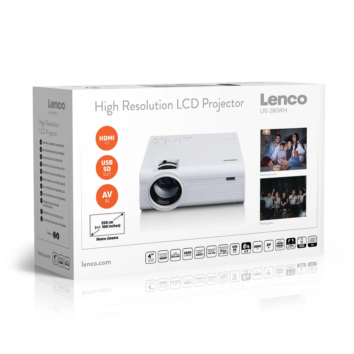 LENCO LPJ-280WH - LCD Projector met hoge resolutie, ondersteunt Full HD 1080P inhoud - Wit - Image 16