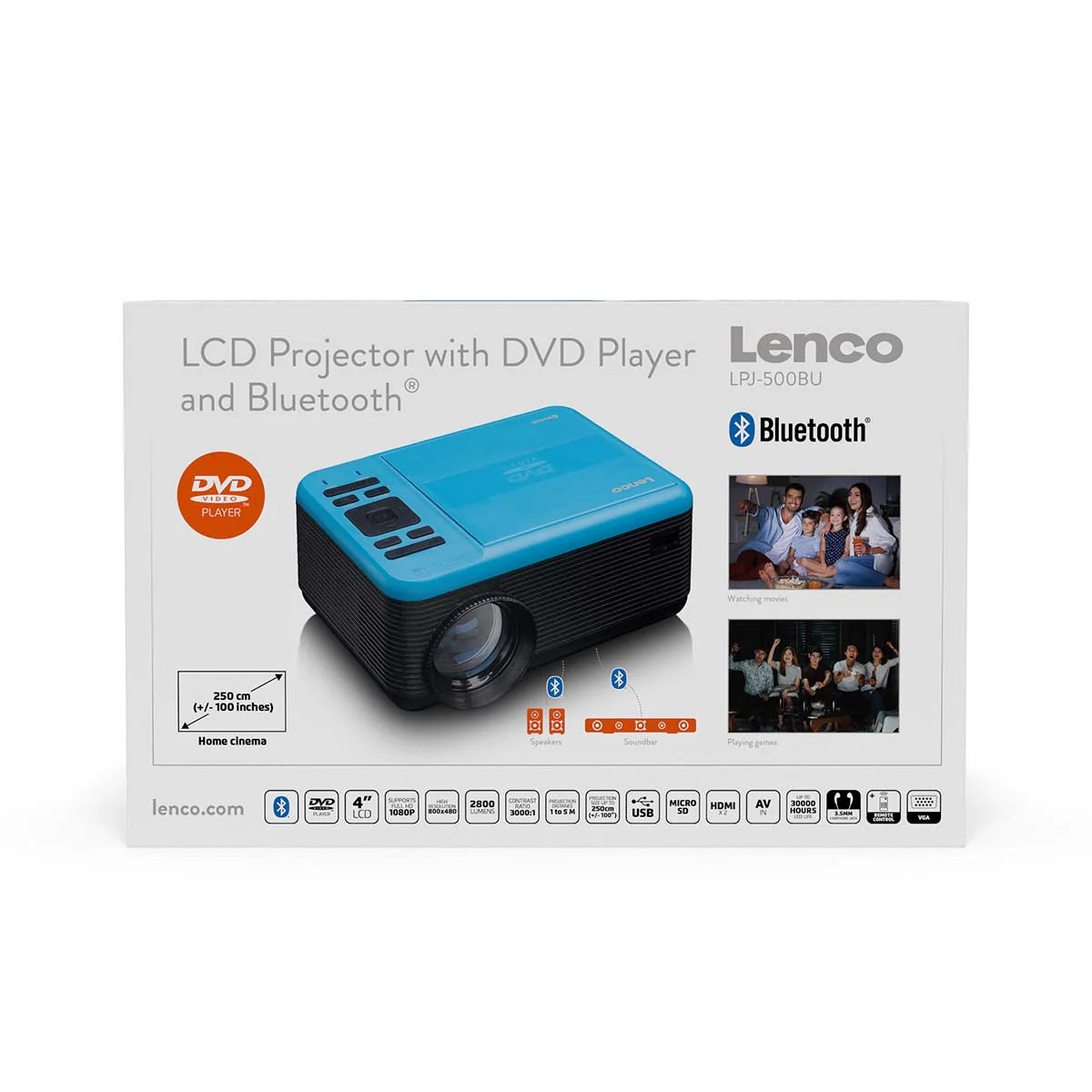 LENCO LPJ-500BU - LCD Projector met DVD speler en Bluetooth® - Blauw - Image 22