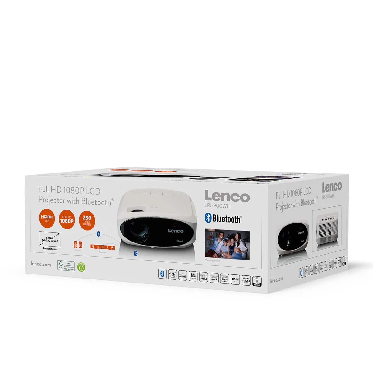 LENCO LPJ-900WH - Full HD beamer, helder en scherp met 250 Lumens, 510cm Projectie - Wit - Image 16