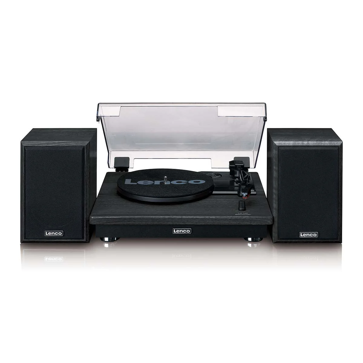 LENCO LS-100BK - Platenspeler met Bluetooth® ontvangst en twee externe speakers - Zwart