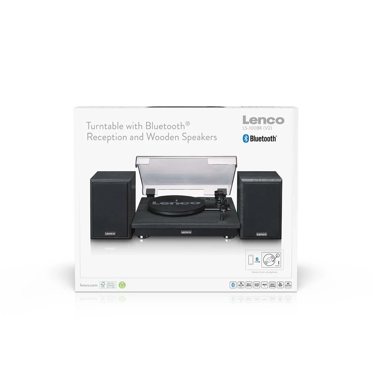 LENCO LS-100BK - Platenspeler met Bluetooth® ontvangst en twee externe speakers - Zwart - Image 9