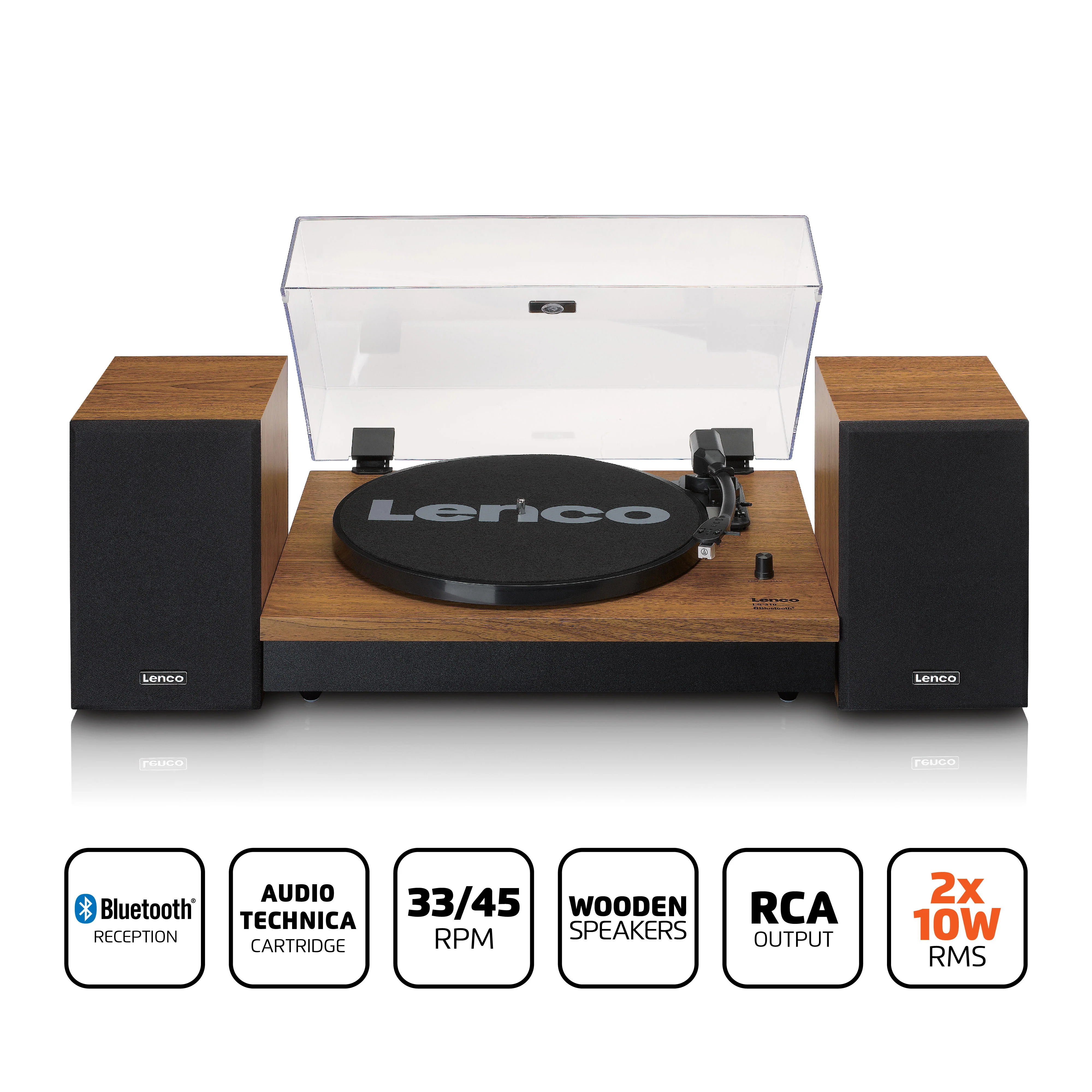 LENCO LS-310WD - Platenspeler met Bluetooth® en twee externe speakers, hout - Image 8