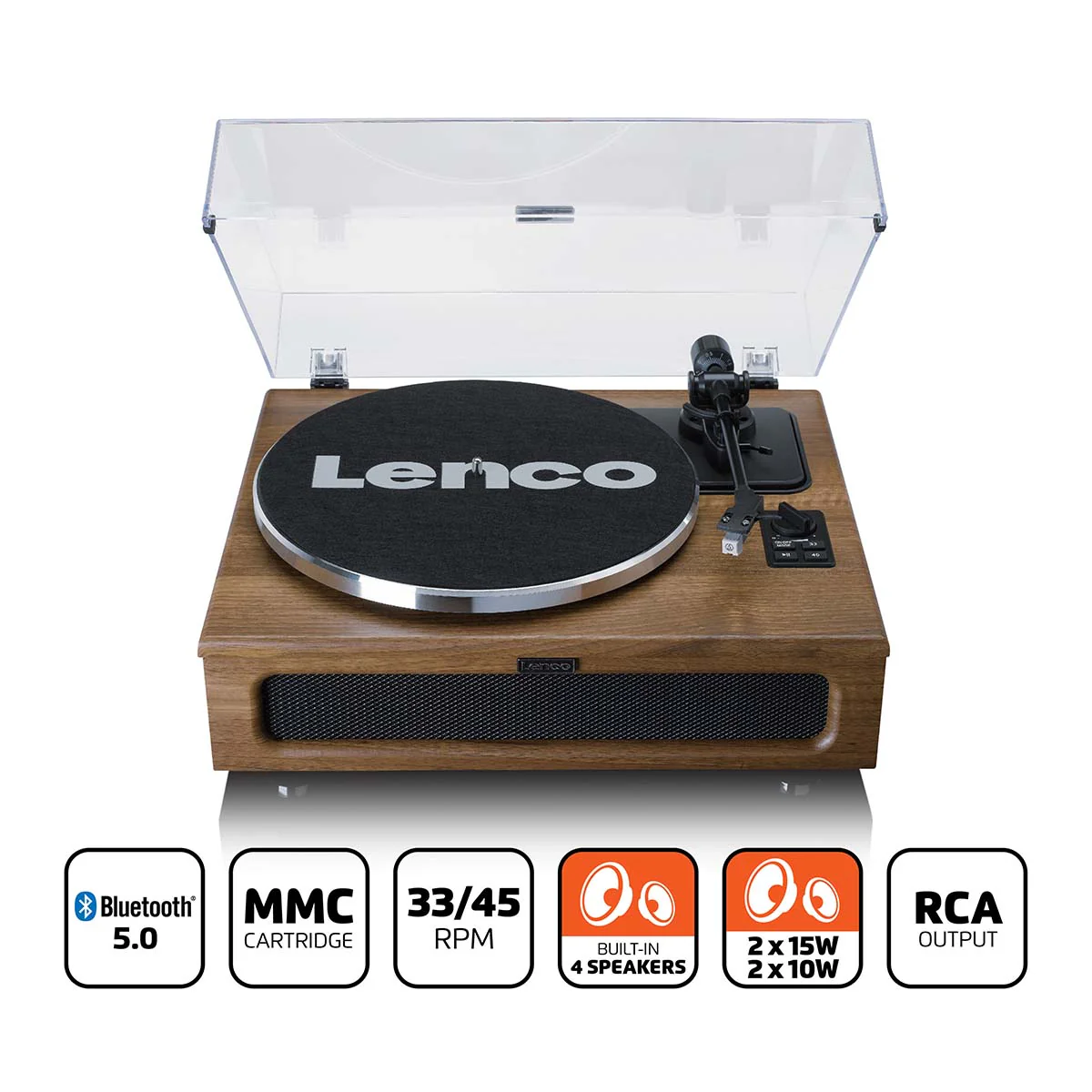 LENCO LS-410WA - Platenspeler met 4 ingebouwde luidsprekers - Hout - Image 4