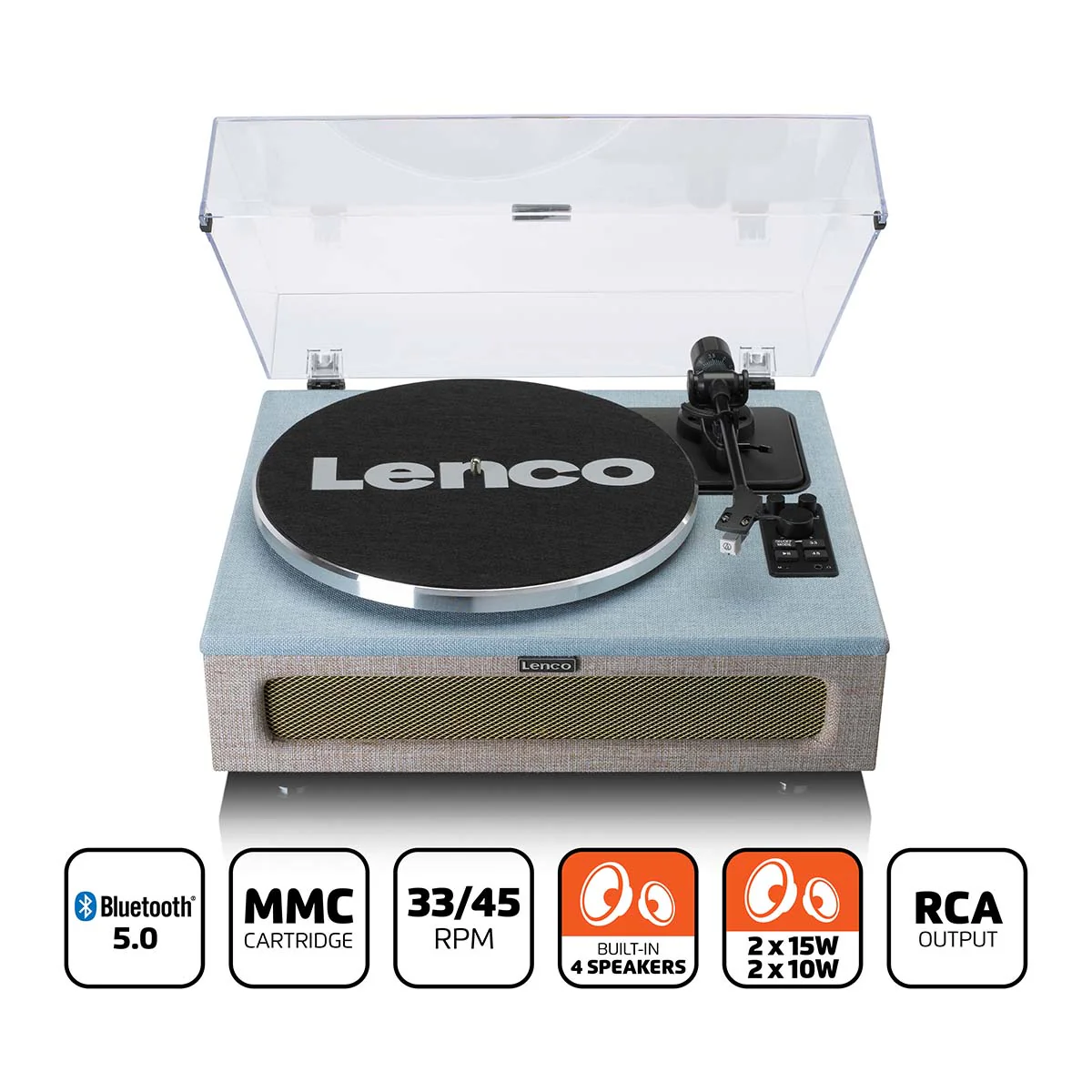 LENCO LS-440BUBG - Platenspeler met 4 ingebouwde Luidsprekers - Stof - Blauw/Taupe - Image 15