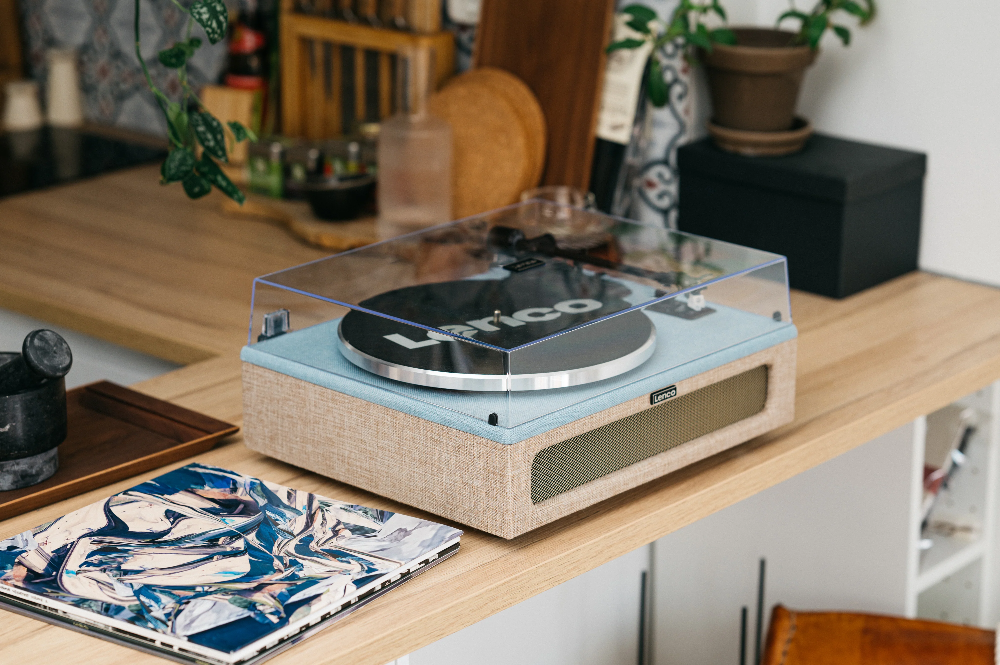 LENCO LS-440BUBG - Platenspeler met 4 ingebouwde Luidsprekers - Stof - Blauw/Taupe - Image 17