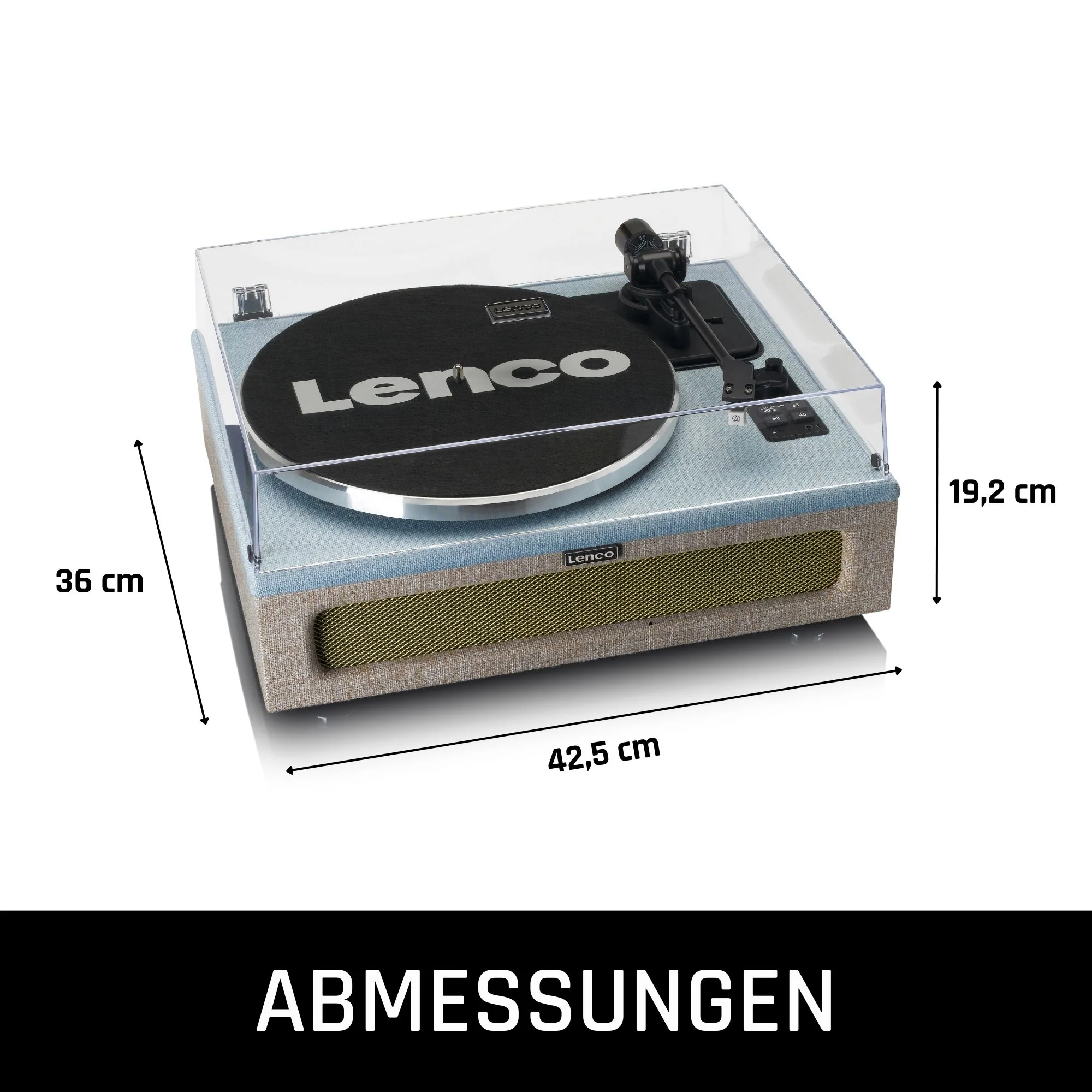 LENCO LS-440BUBG - Platenspeler met 4 ingebouwde Luidsprekers - Stof - Blauw/Taupe - Image 18