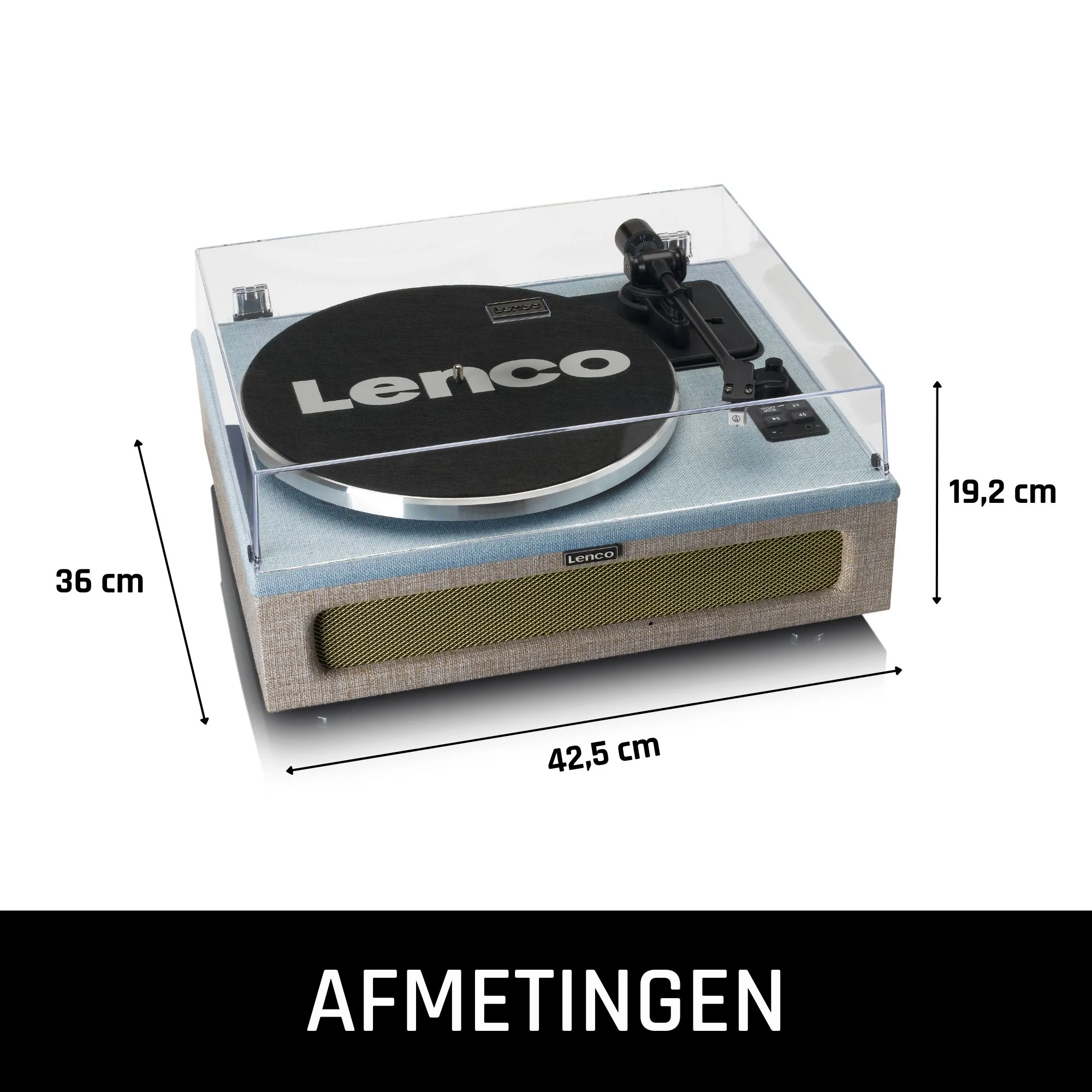 LENCO LS-440BUBG - Platenspeler met 4 ingebouwde Luidsprekers - Stof - Blauw/Taupe - Image 20