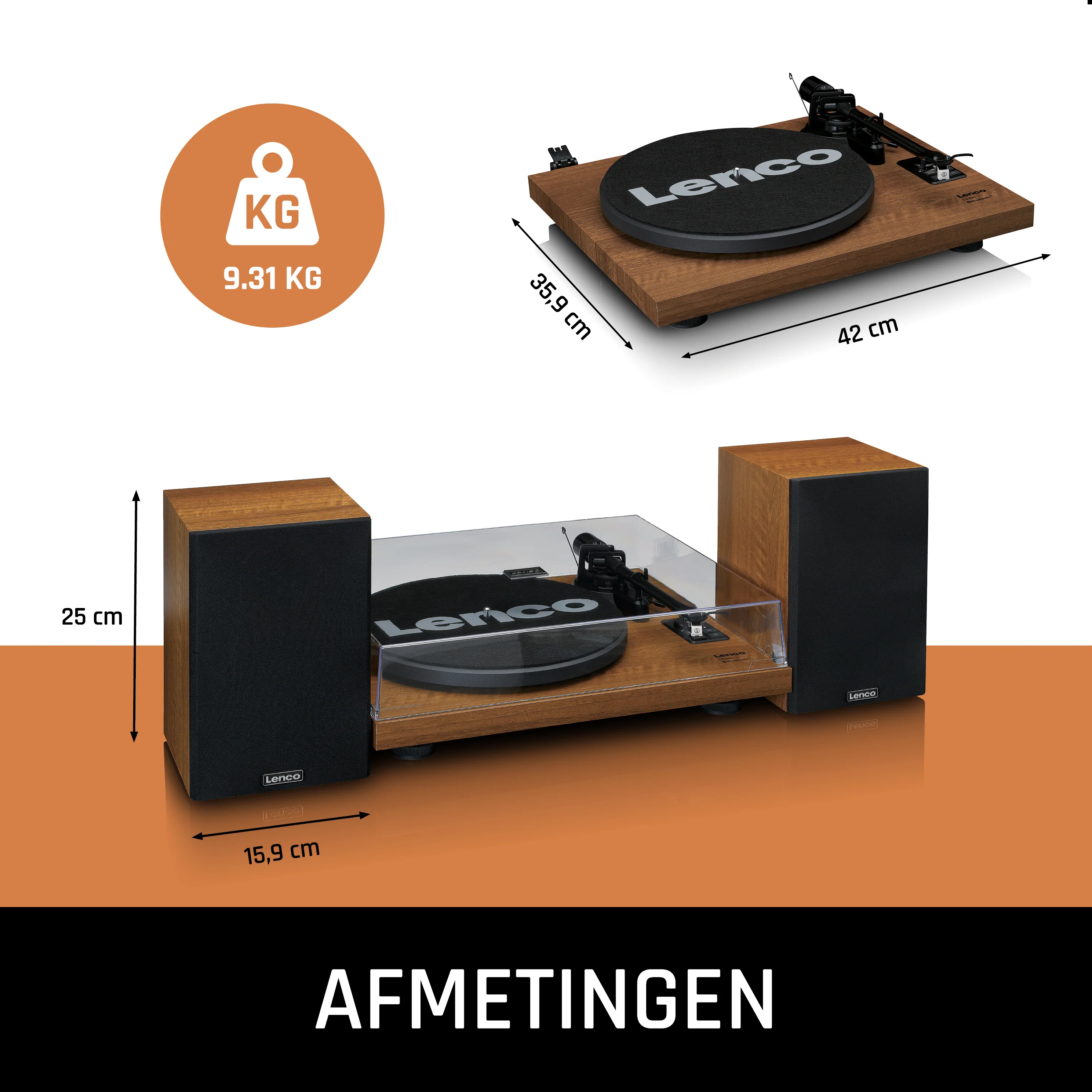 LENCO LS-480WD - Platenspeler met ingebouwde versterker en Bluetooth® plus 2 externe luidsprekers, hout - Image 10